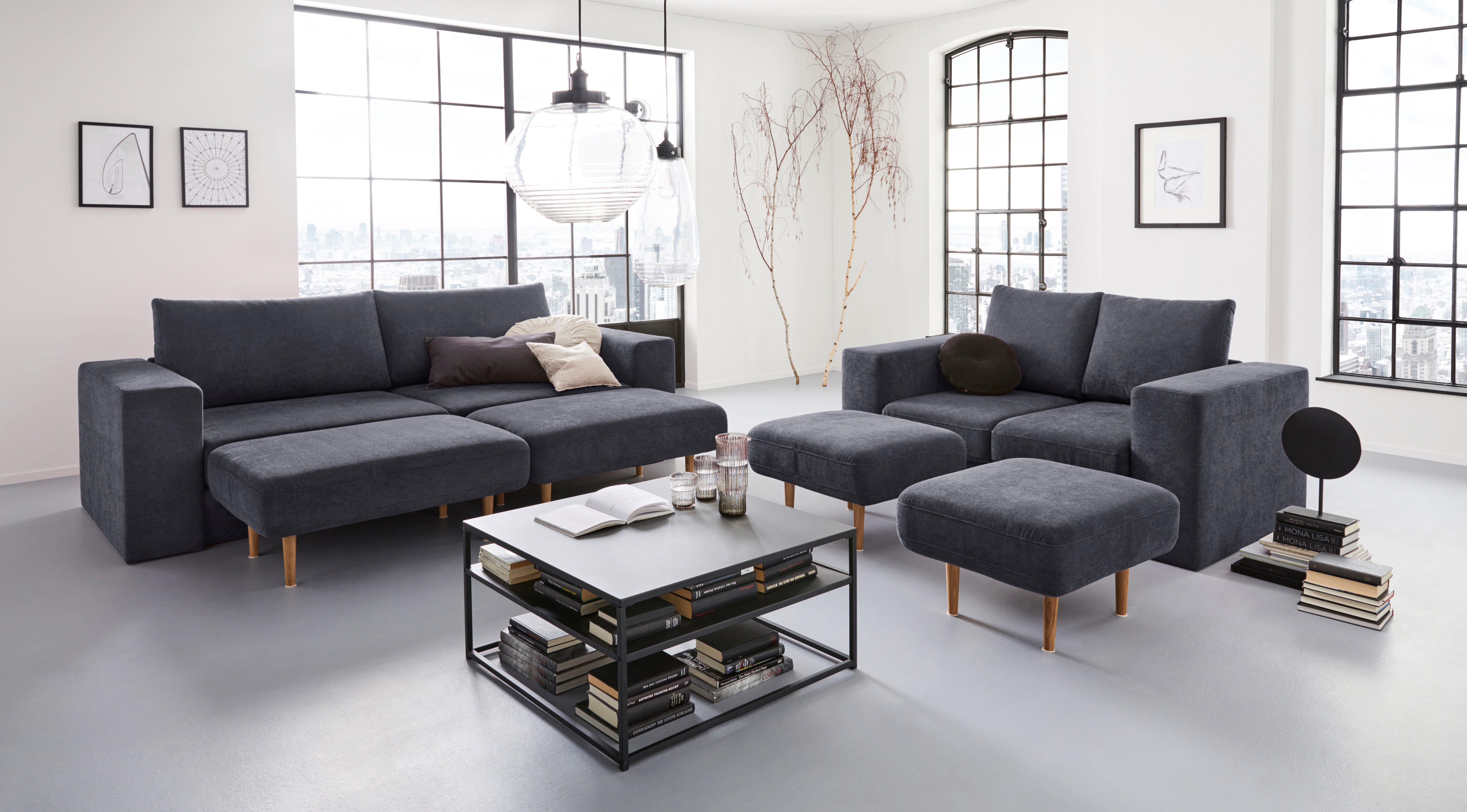 LOOKS BY WOLFGANG JOOP 4-zitsbank Looksv Aan te passen bank: de bank wordt bank met 2 hockers