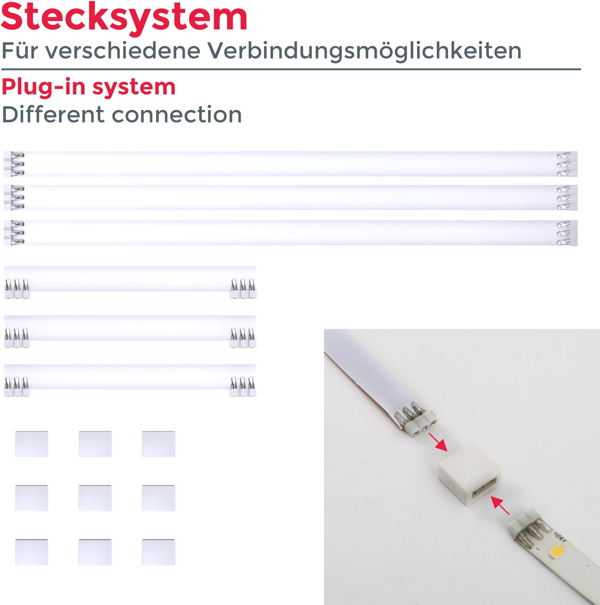 B.K.Licht Led-strepen Lacerta 2m led band set 4 strips onderbouwlamp inclusief connector