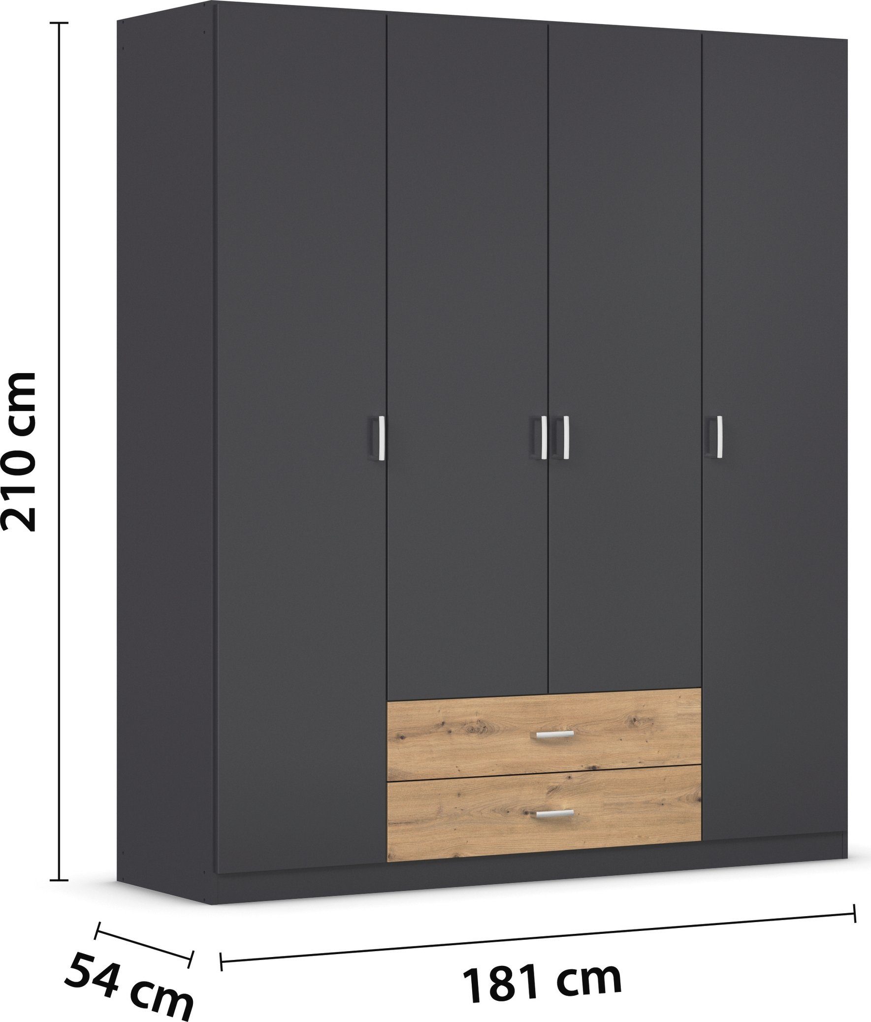 rauch Draaideurkast Kledingkast kast garderobe linnenkast GAMMA in 3 breedtes met 6 lades, in eenvoudig design topseller made in germany