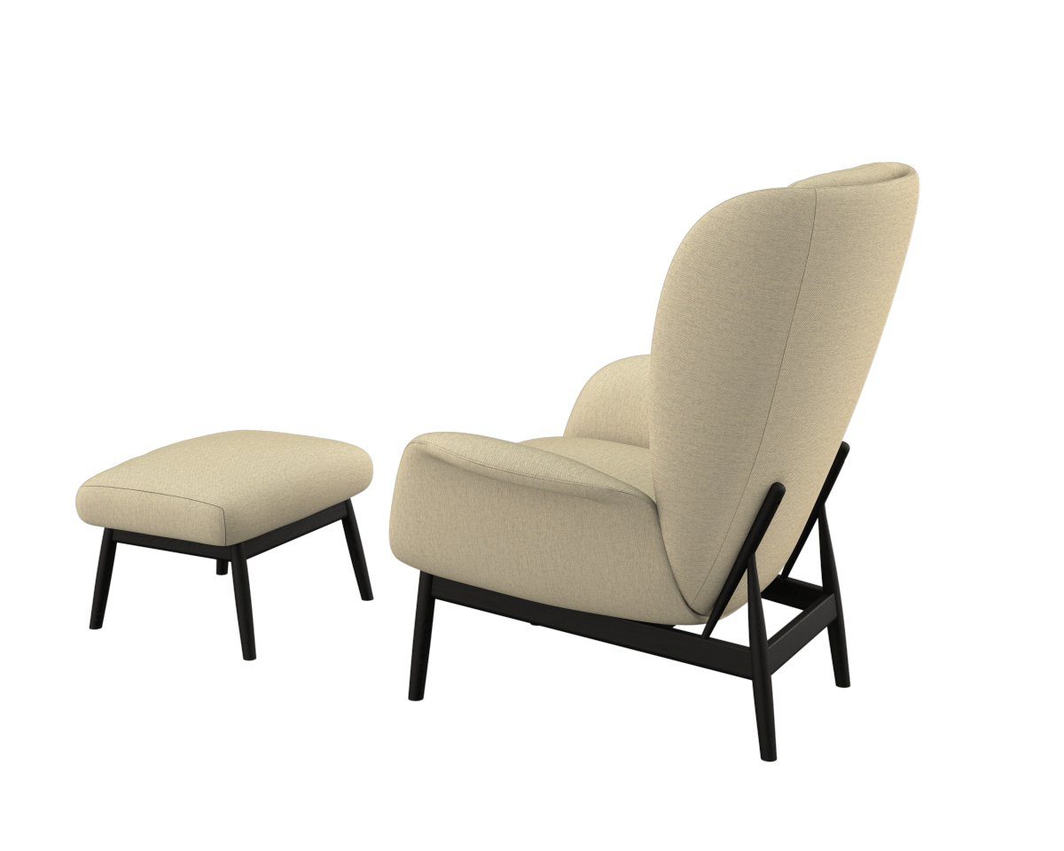 FLEXLUX Oorfauteuil Padova Stijl & comfort, organische vorm, geïntegreerde lendensteun, zwarte voet