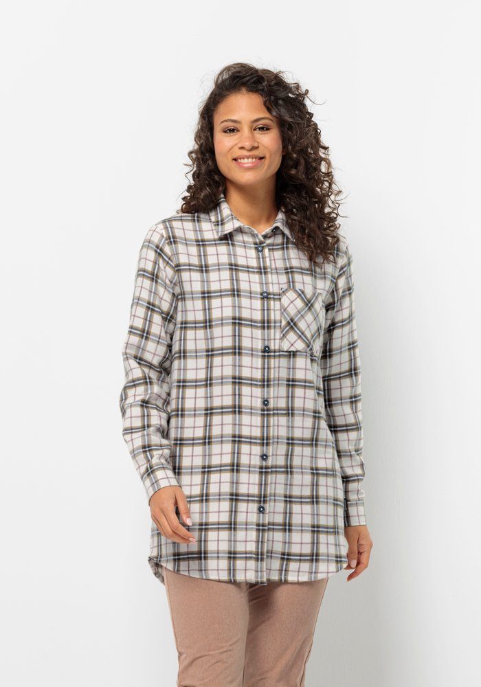 Jack Wolfskin Flanellen blouse MORGENLUFT SHIRT W dames flanellen blouses maat XXL (48) beige