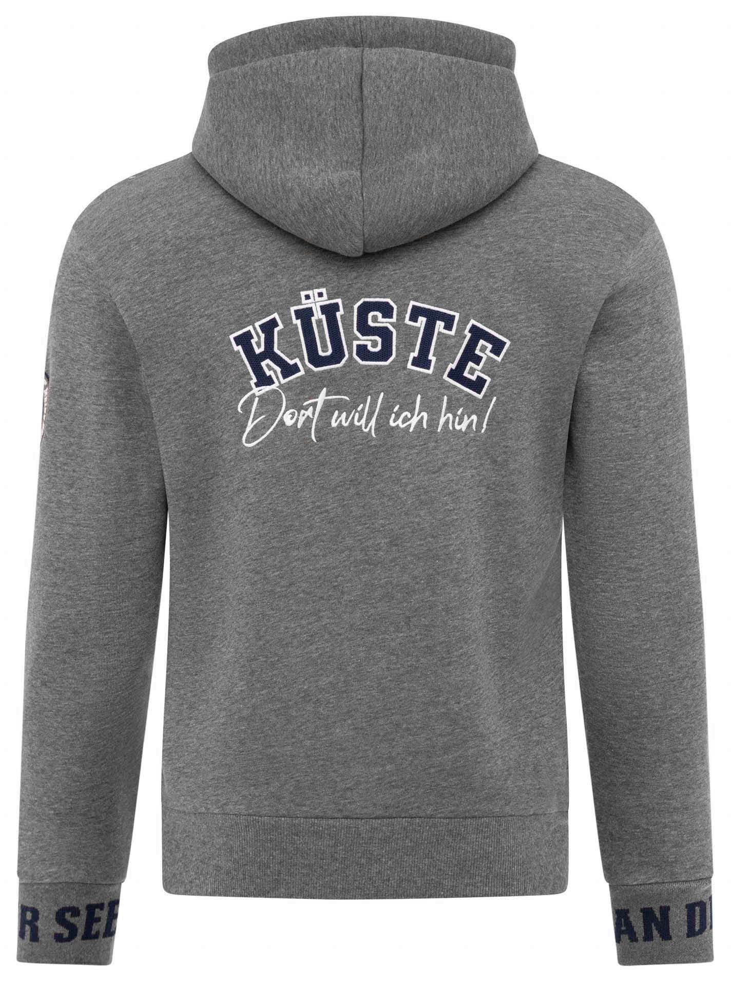 Zwillingsherz Capuchonsweatvest "Kust Zee Moin"