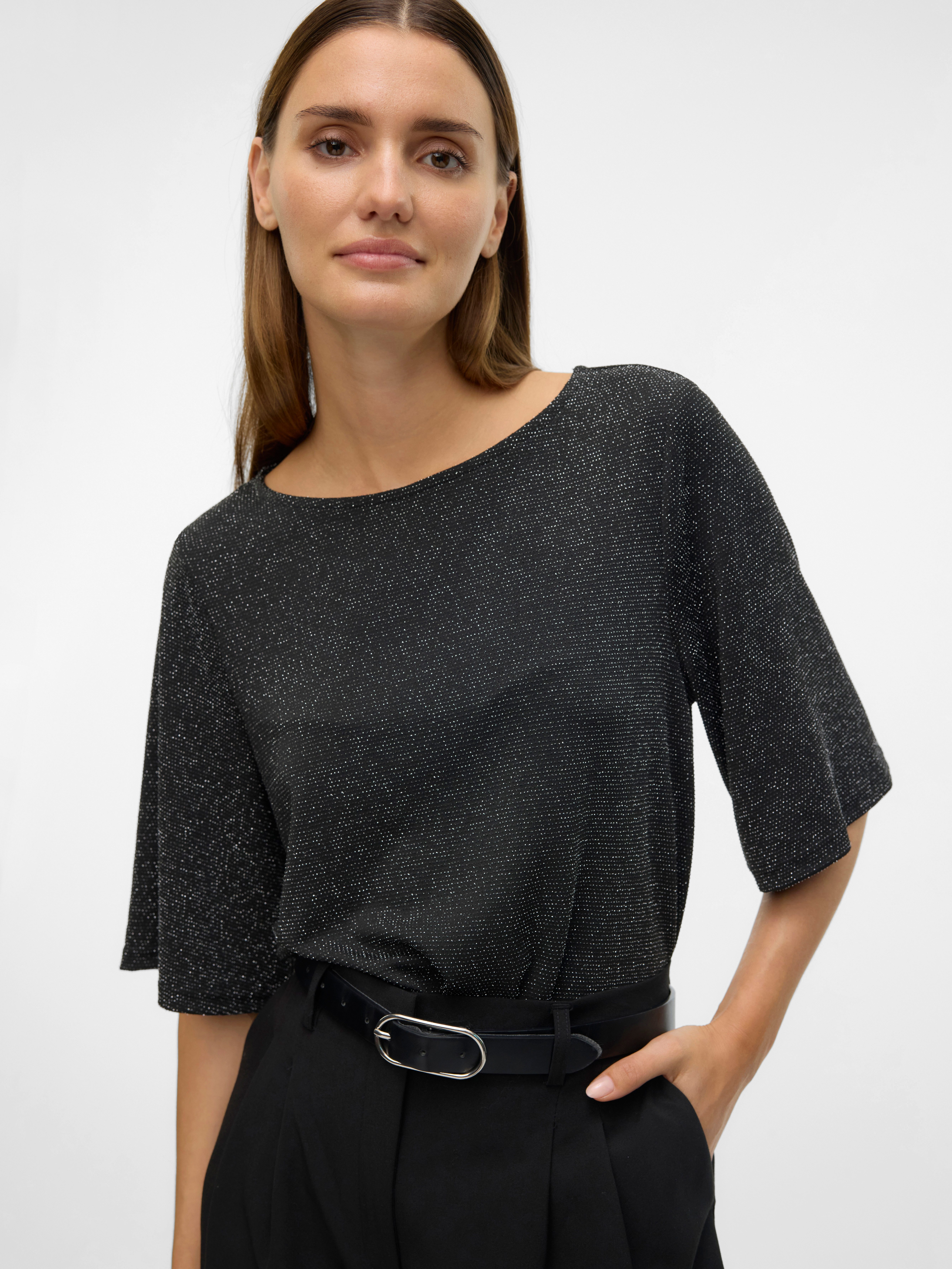 Vero Moda Shirt met ronde hals VMKANVA 2 4 GLITTER TOP JRS