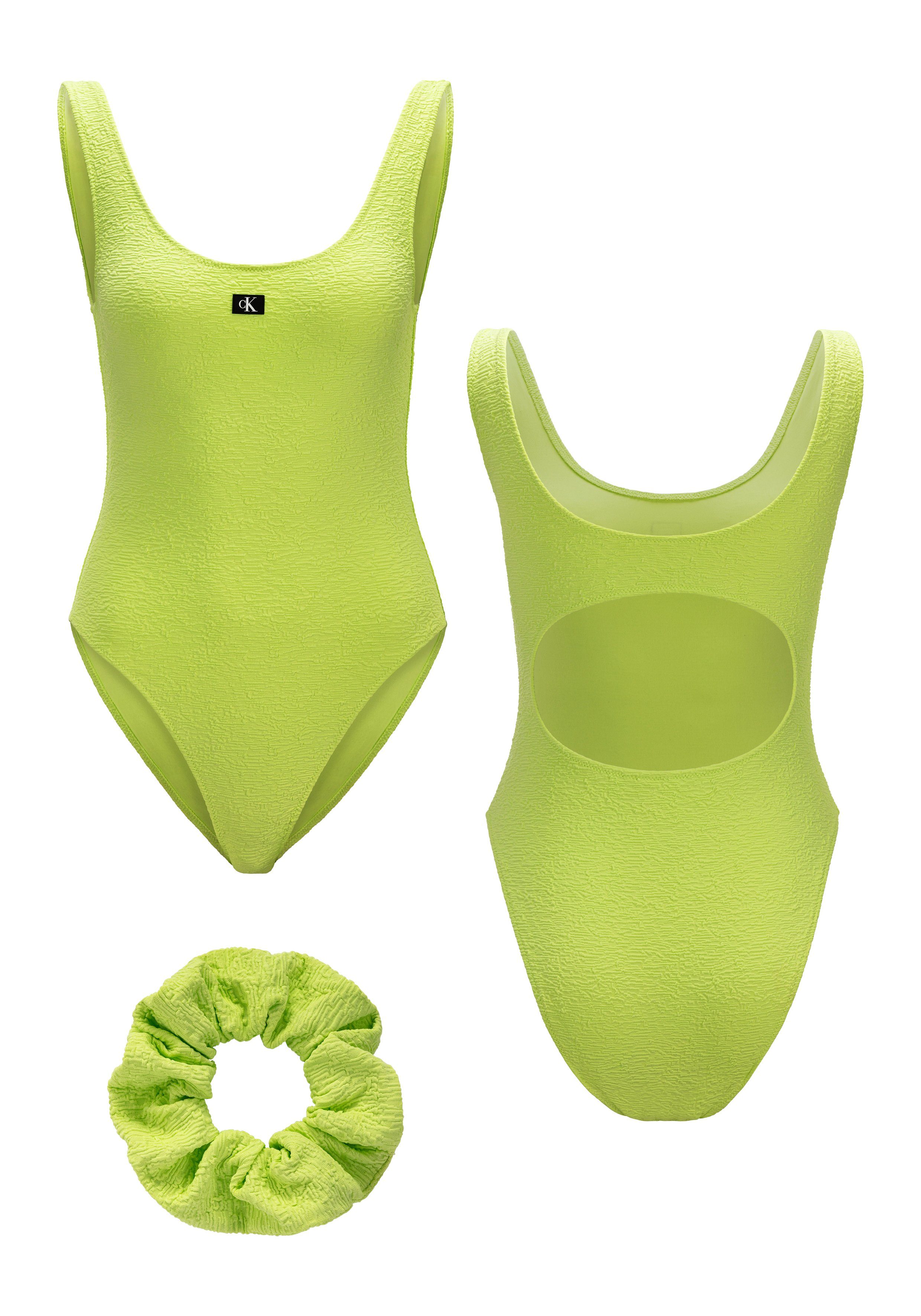 Calvin Klein Swimwear Badpak OPEN BACK ONE PIECE (set, 2 stuks, Badpak+haarband)