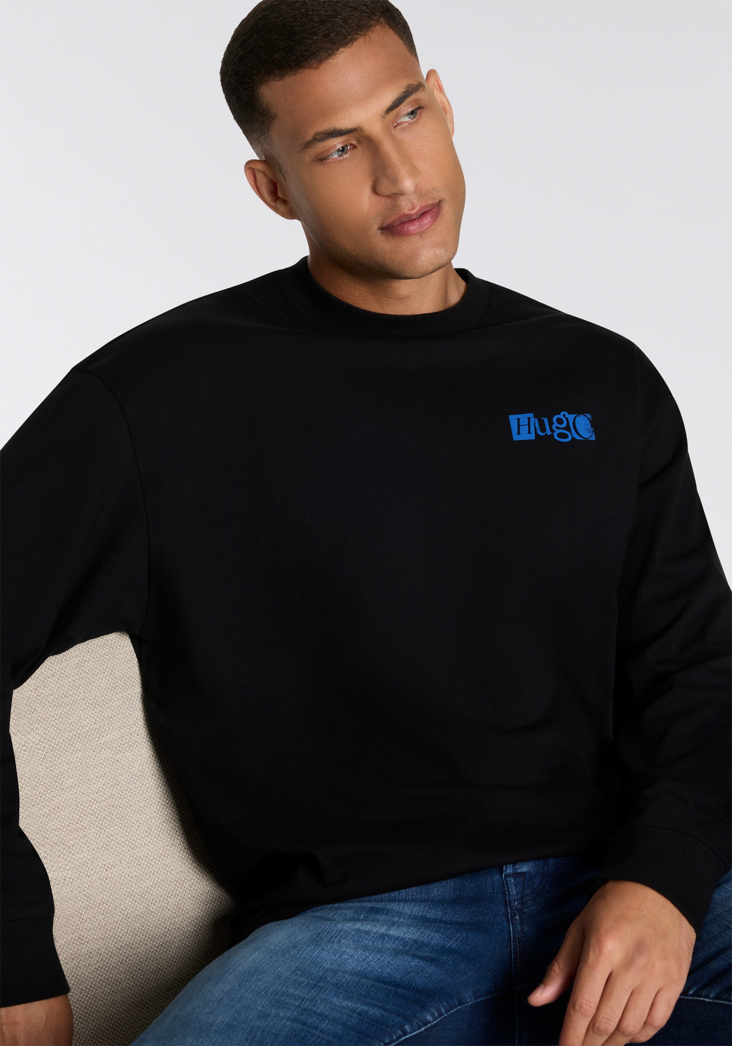 HUGO Blue Shirt met lange mouwen Nilcrew