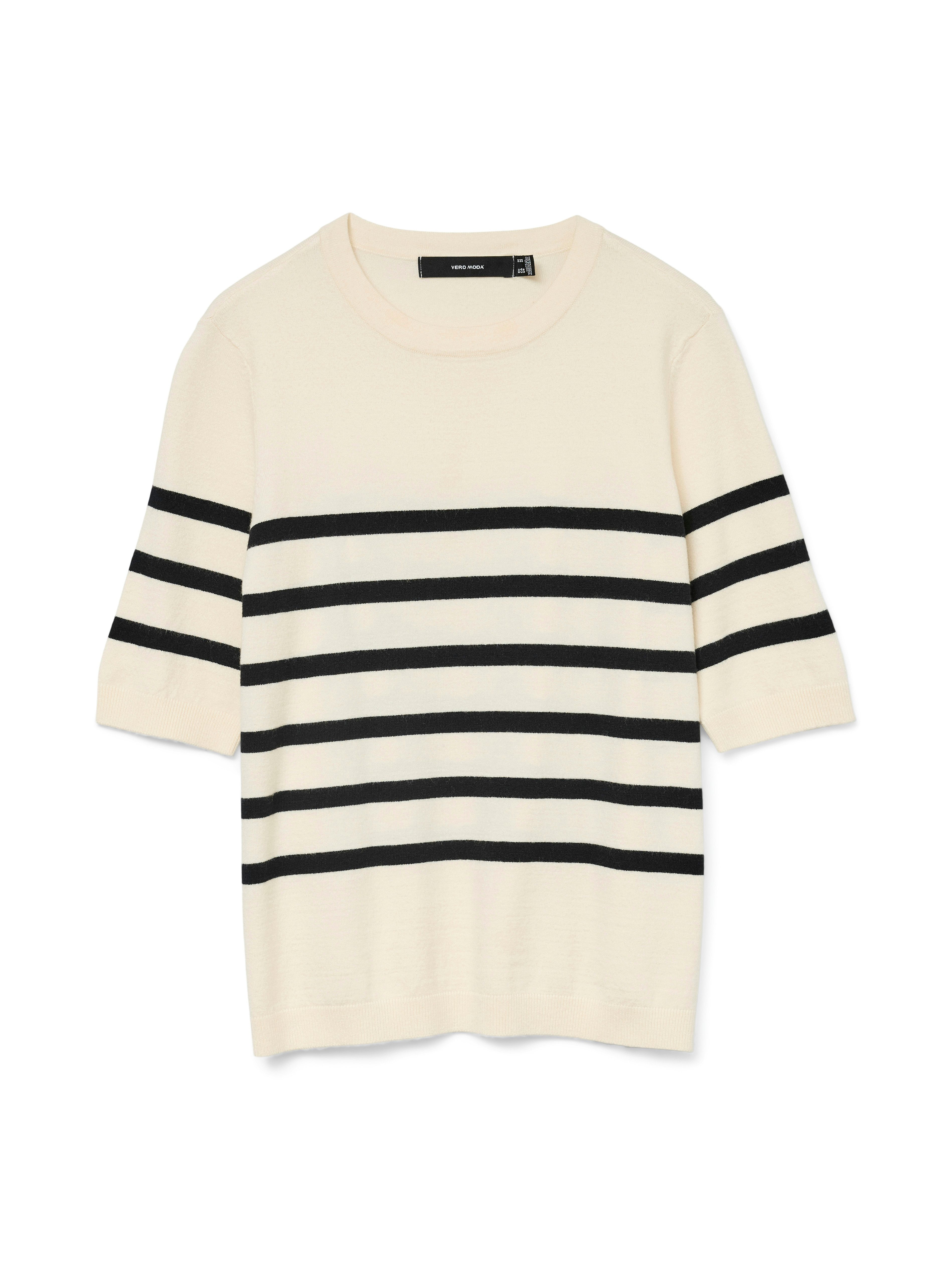 Vero Moda Trui met korte mouwen Lichtgewicht fijn gebreide trui VMSABA PLAIN SS O-NECK PULLOVER GA NOOS (Damestrui ronde hals korte mouw zomertrui)
