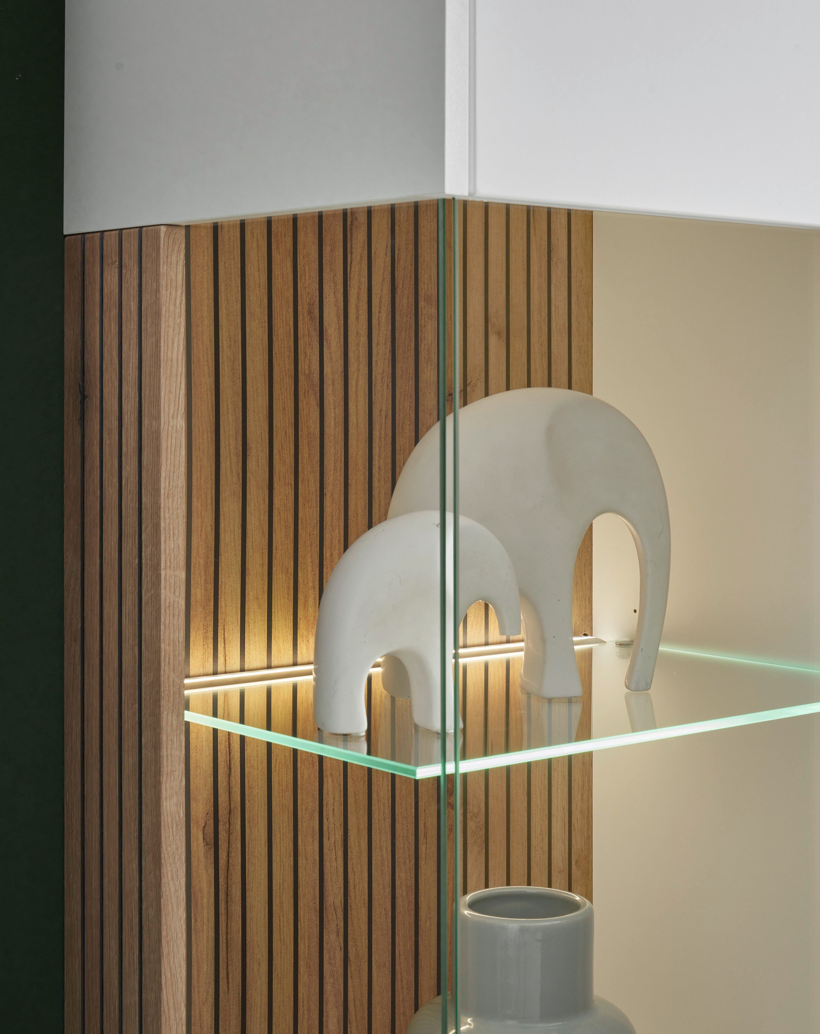 INOSIGN Wandmeubel Hudson met moderne groevenlook, handgrepen van metaal (zwart), breedte 320 cm (set, 4-delig)