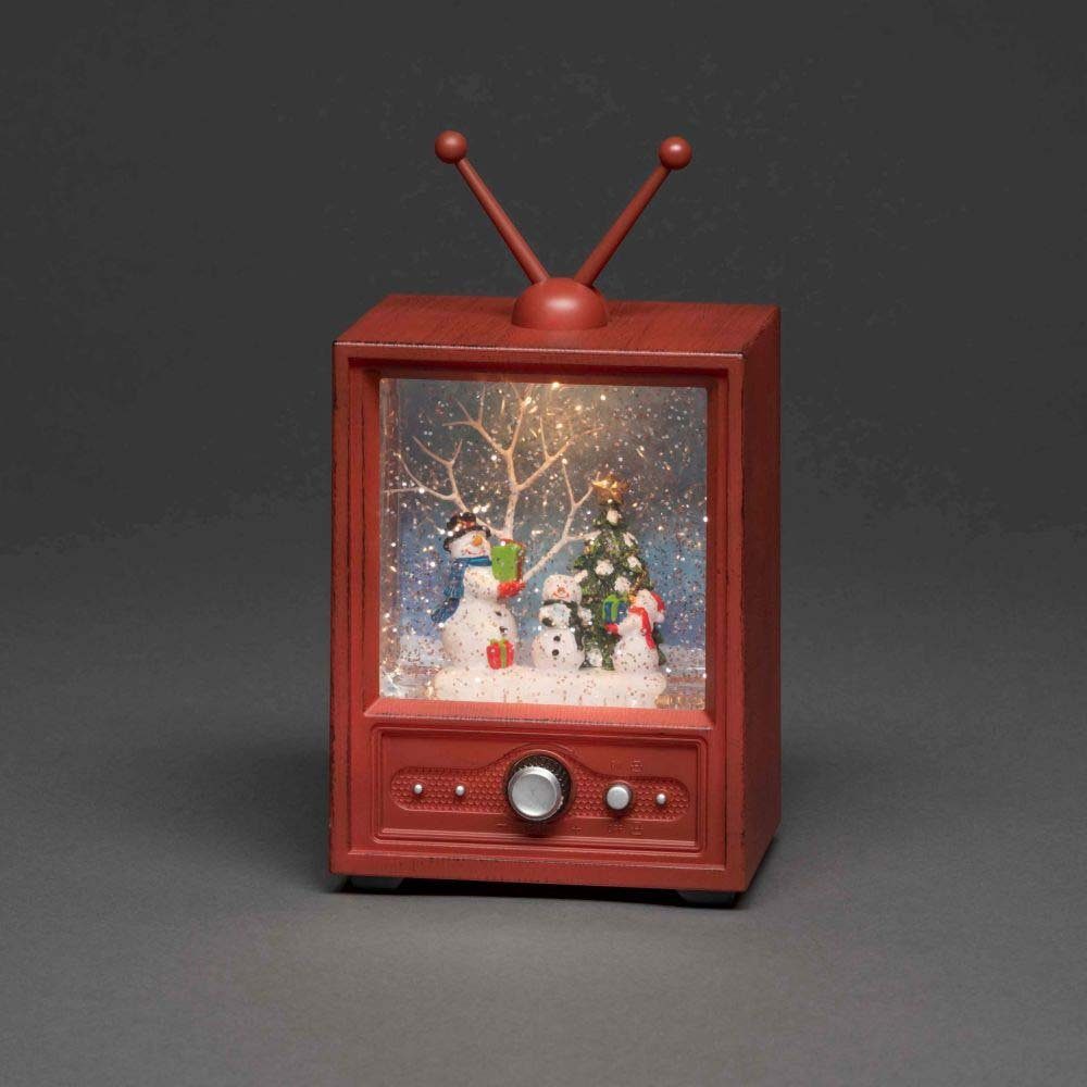 KONSTSMIDE Led lantaarn Tv met 3 sneeuwpoppen, kerstversiering watergevuld, keuze van energie functie, 1 warm witte diode (1 stuk)