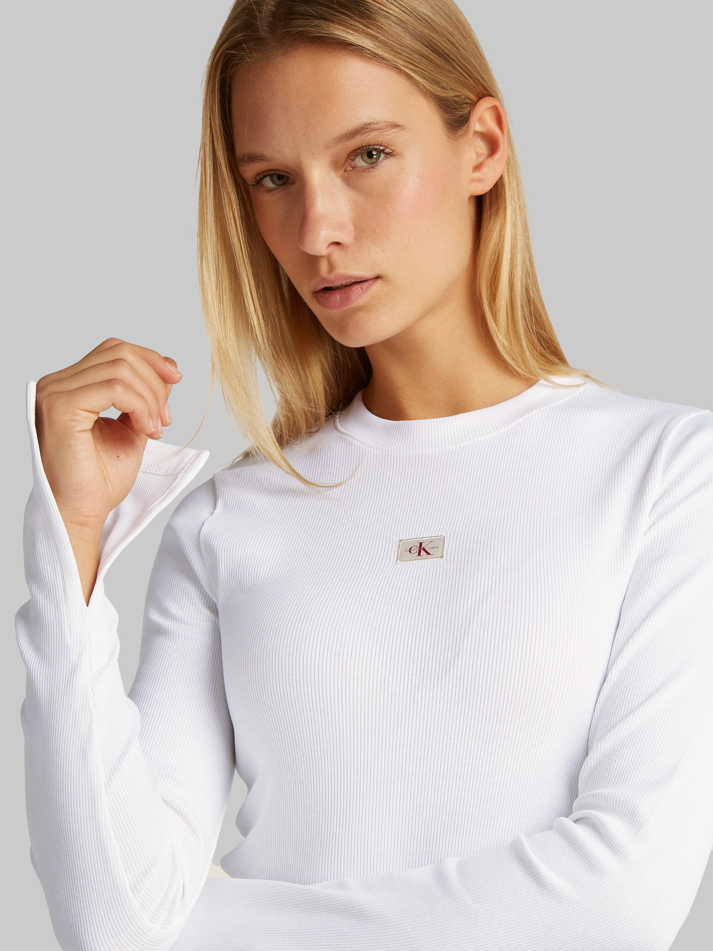 Calvin Klein Lange top WOVEN LABEL RIB LS TOP