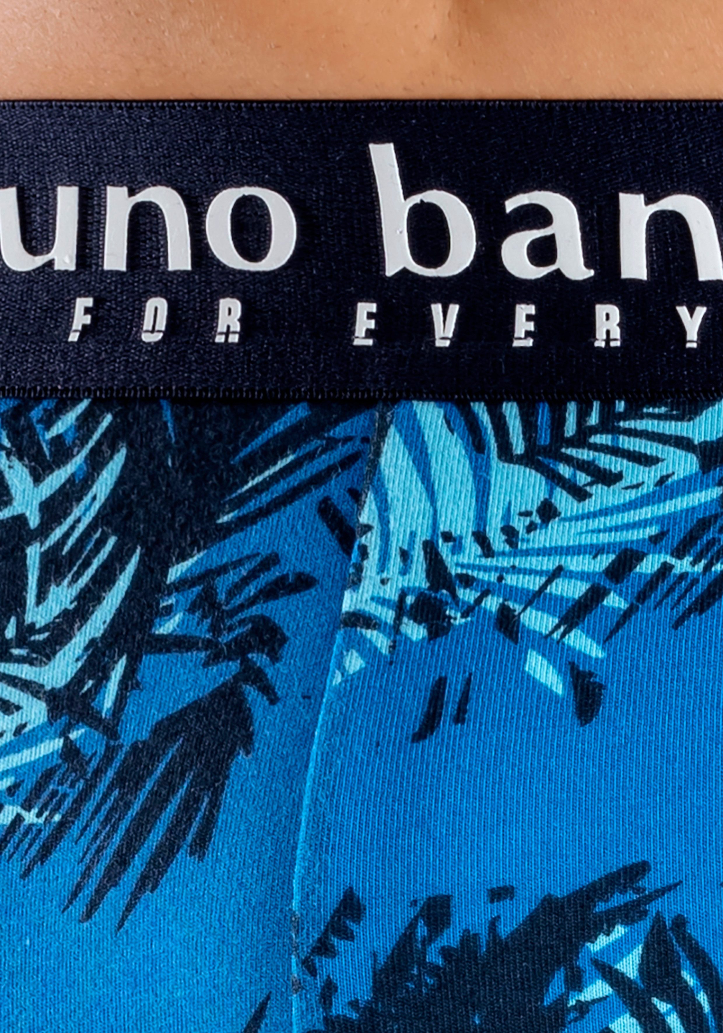 Bruno Banani Lange boxershort met palmprint en effen van katoenmix (4 stuks, Set van 4)