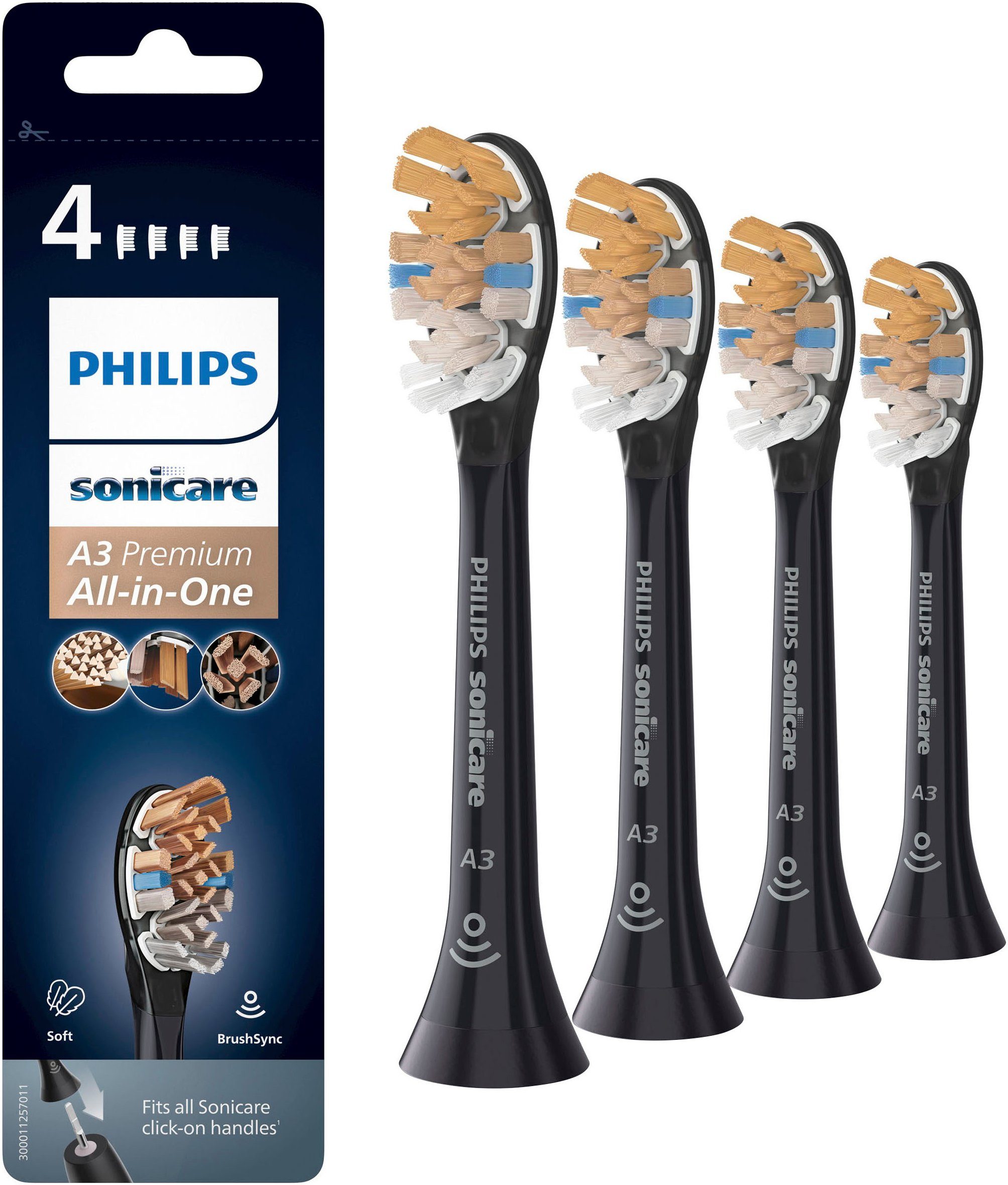 Philips Sonicare Opzetborstels All-in One Zwart 4 stuks