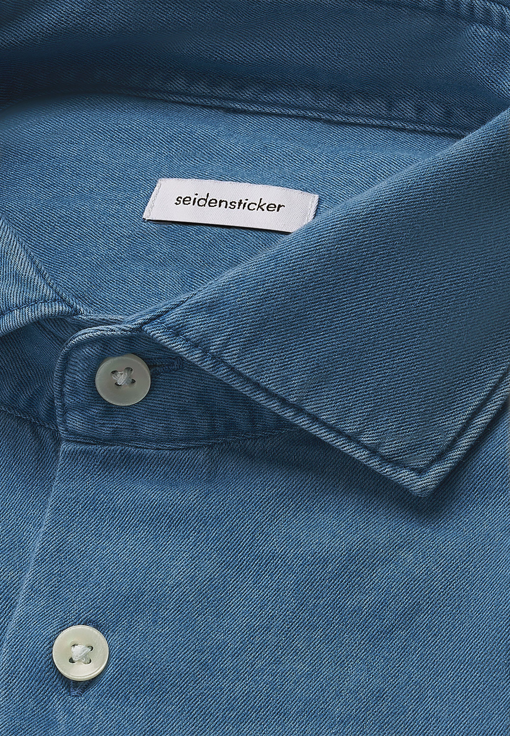 seidensticker Businessoverhemd Zwarte roos Regular 1/1 Kent kraag denim