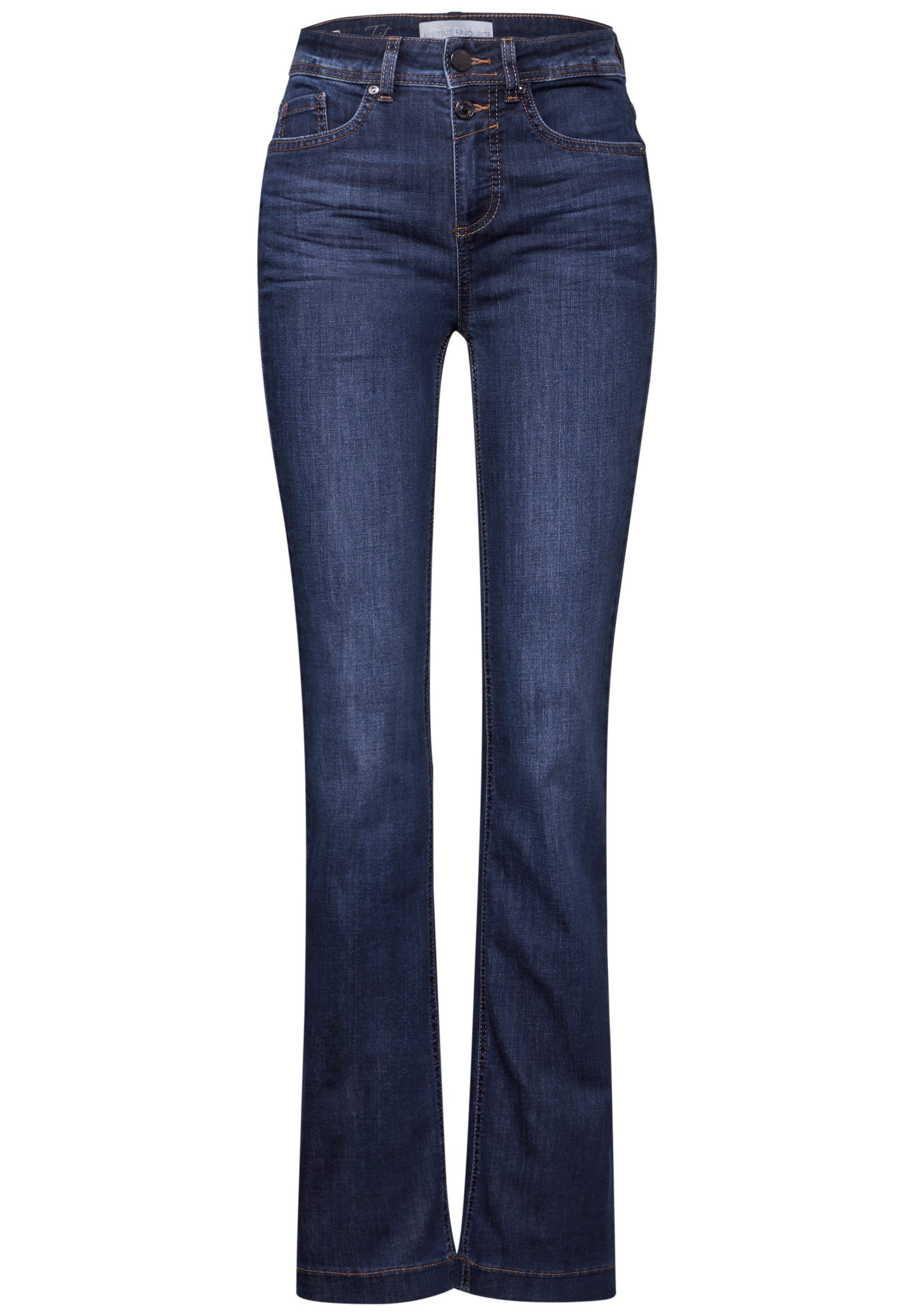 STREET ONE Bootcut jeans met dubbele knoop
