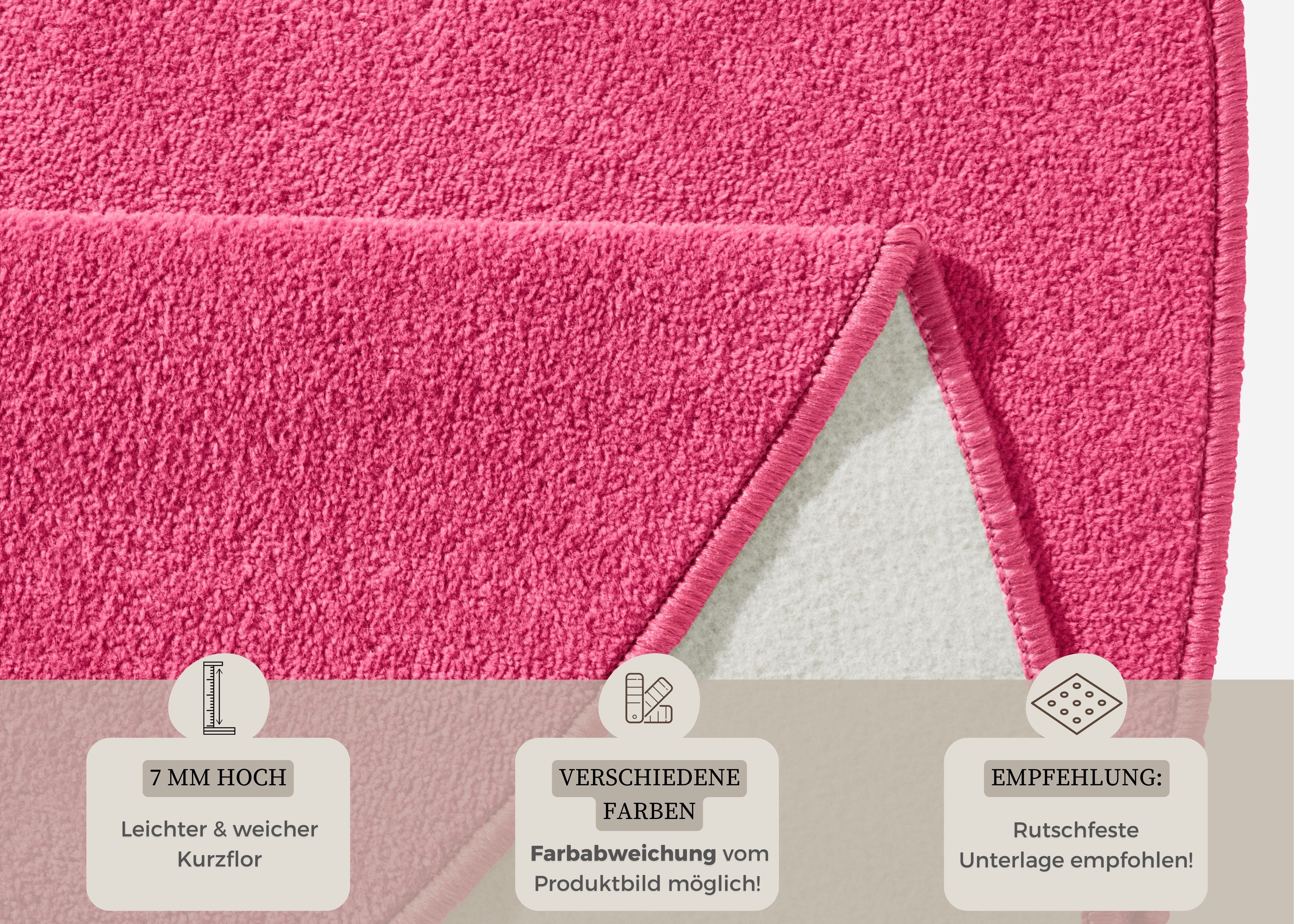 HANSE Home Vloerkleed Fancy Korte pool, zacht, uni, woonkamer, slaapkamer, eetkamer