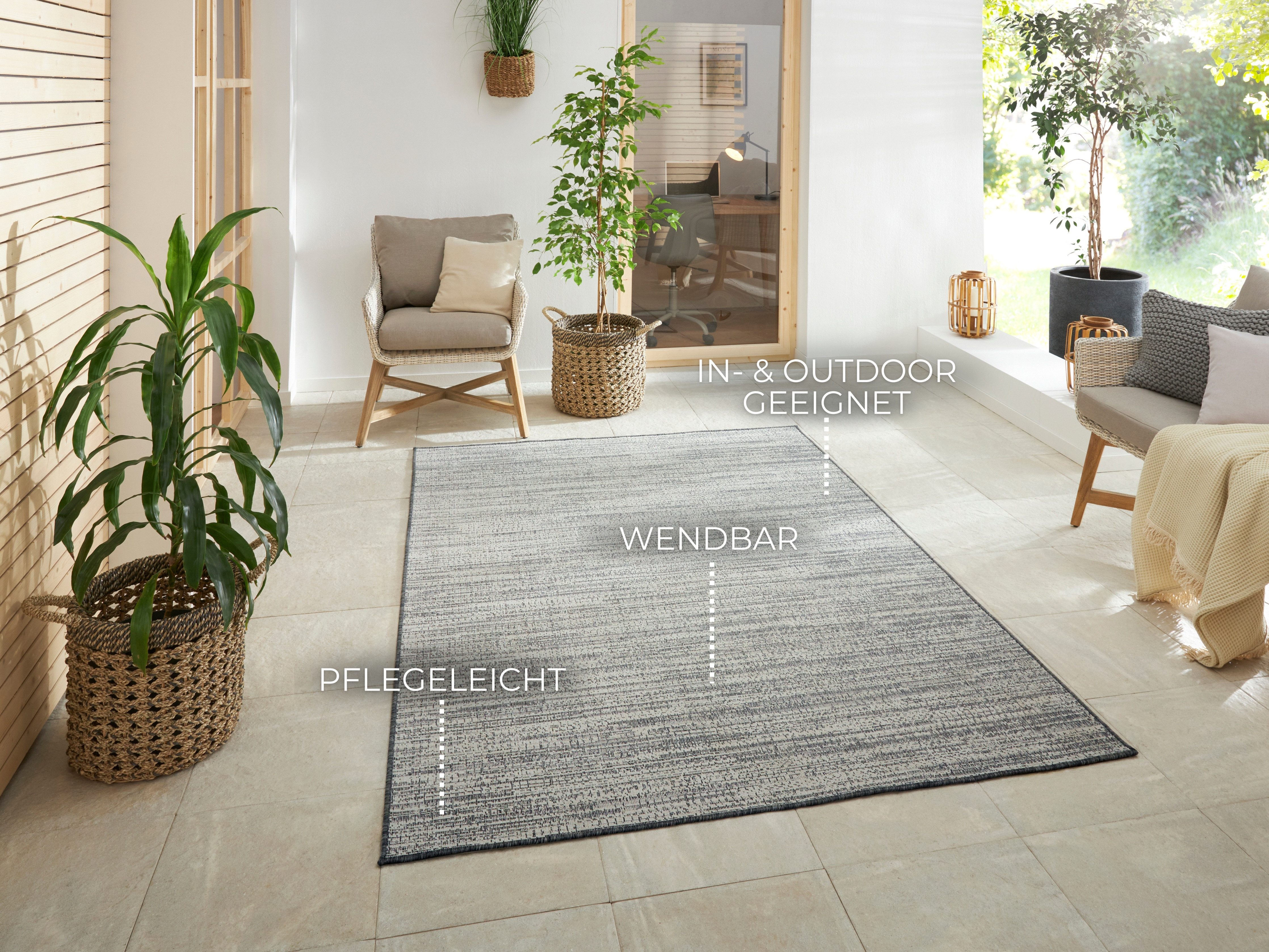 ELLE DECORATION Vloerkleed Mèlange tweezijdig tapijt Vlakweefsel, In-& Outdoor, Modern, tweezijdig, balkon, woonkamer