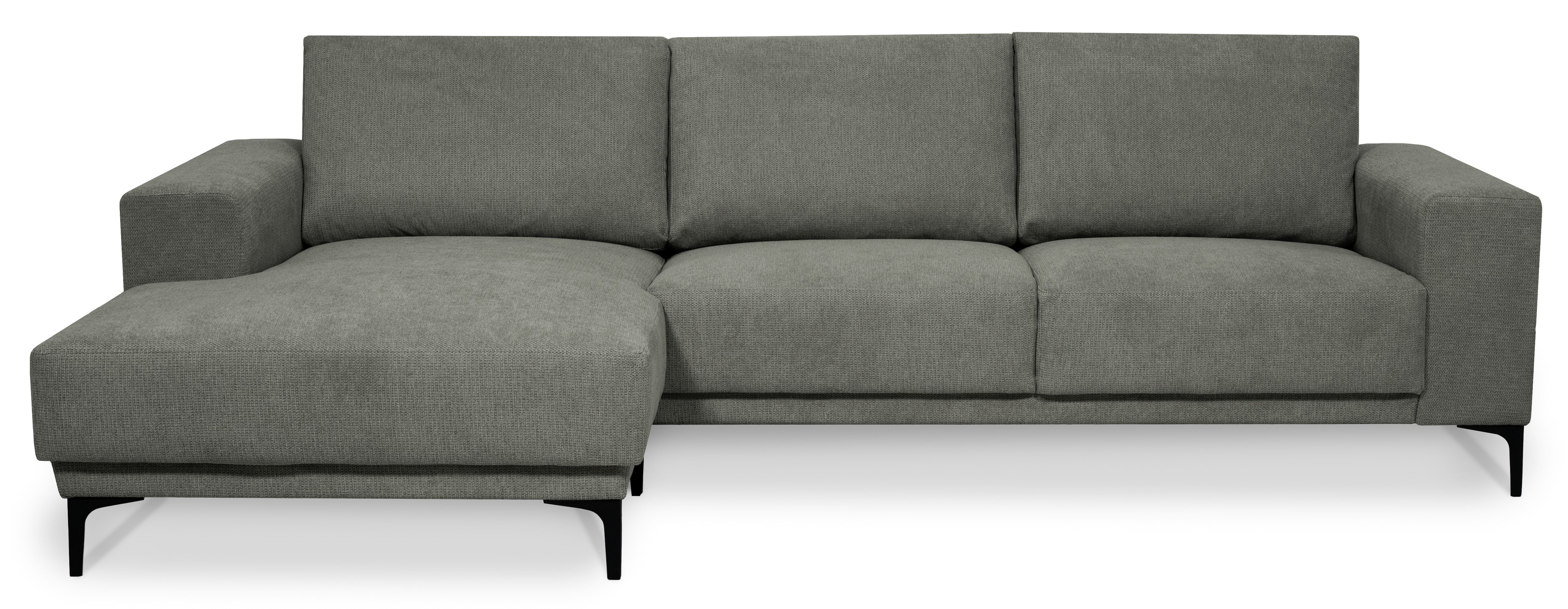 Places of Style Hoekbank Xander, L-model, Breedte 280 cm, soft-touch chenille, zwarte metalen voeten