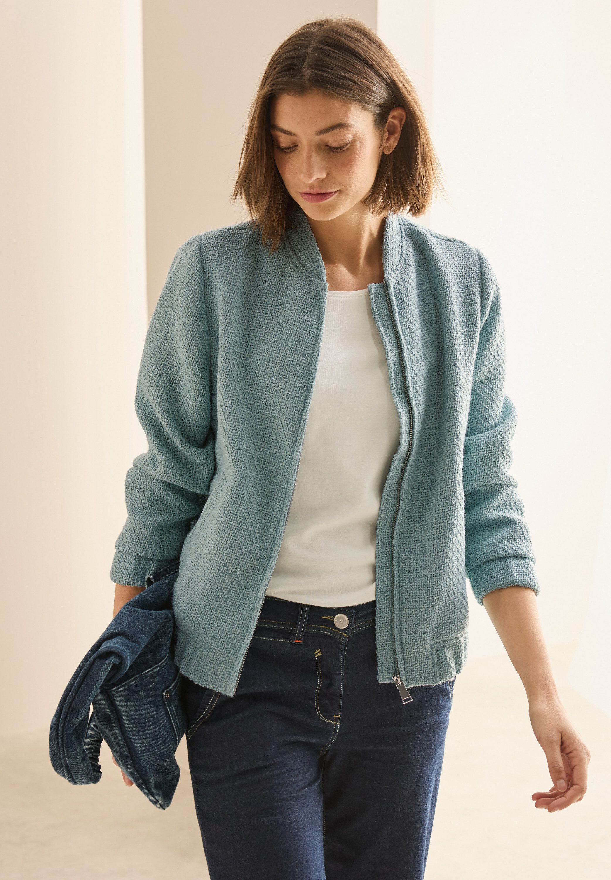 Cecil Blouson in bouclé-look dames blousons maat M (40) groen