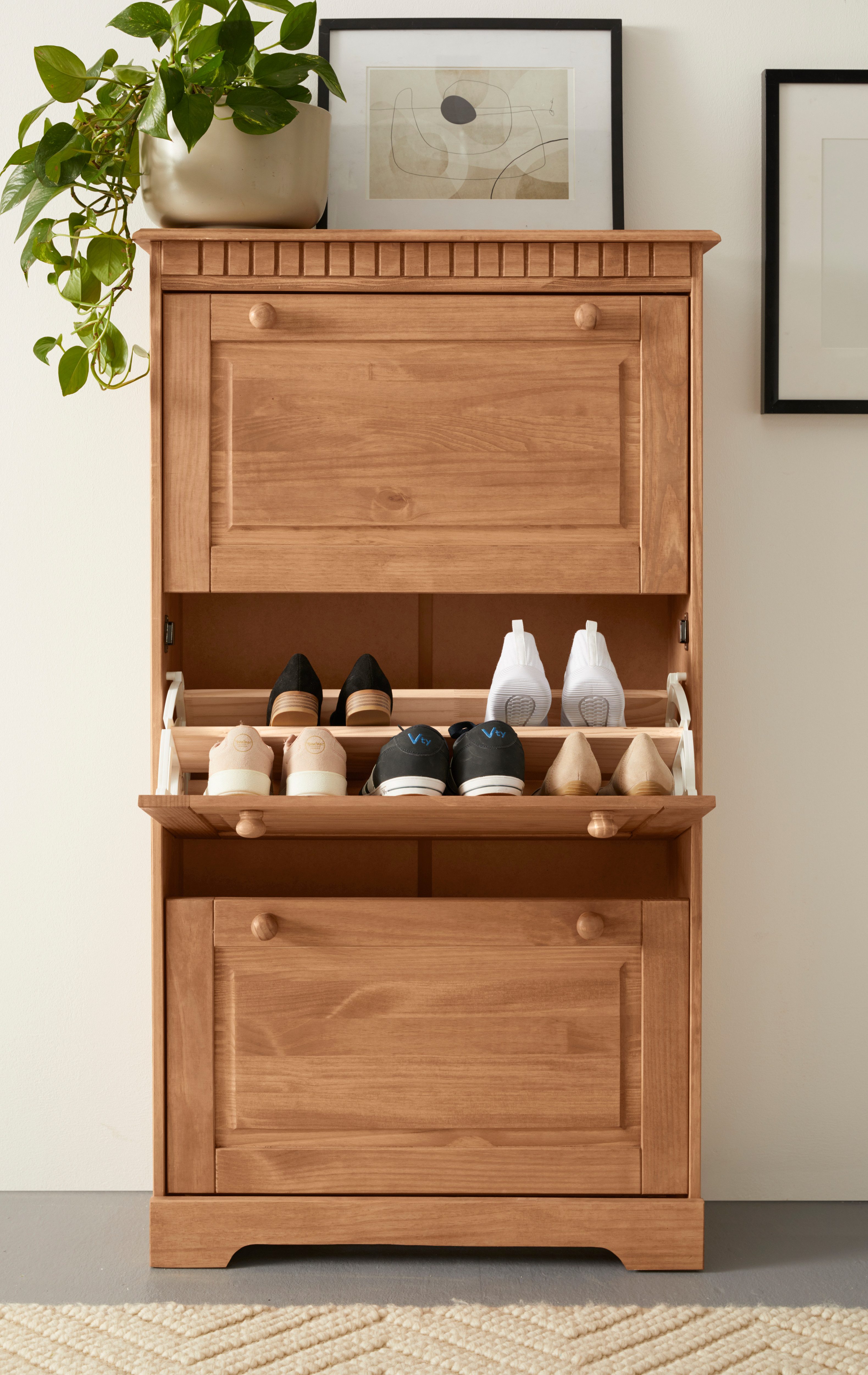 Home affaire Schoenenkast Lisa met 3 kleppen, hoogte 134 cm, breedte 75 cm