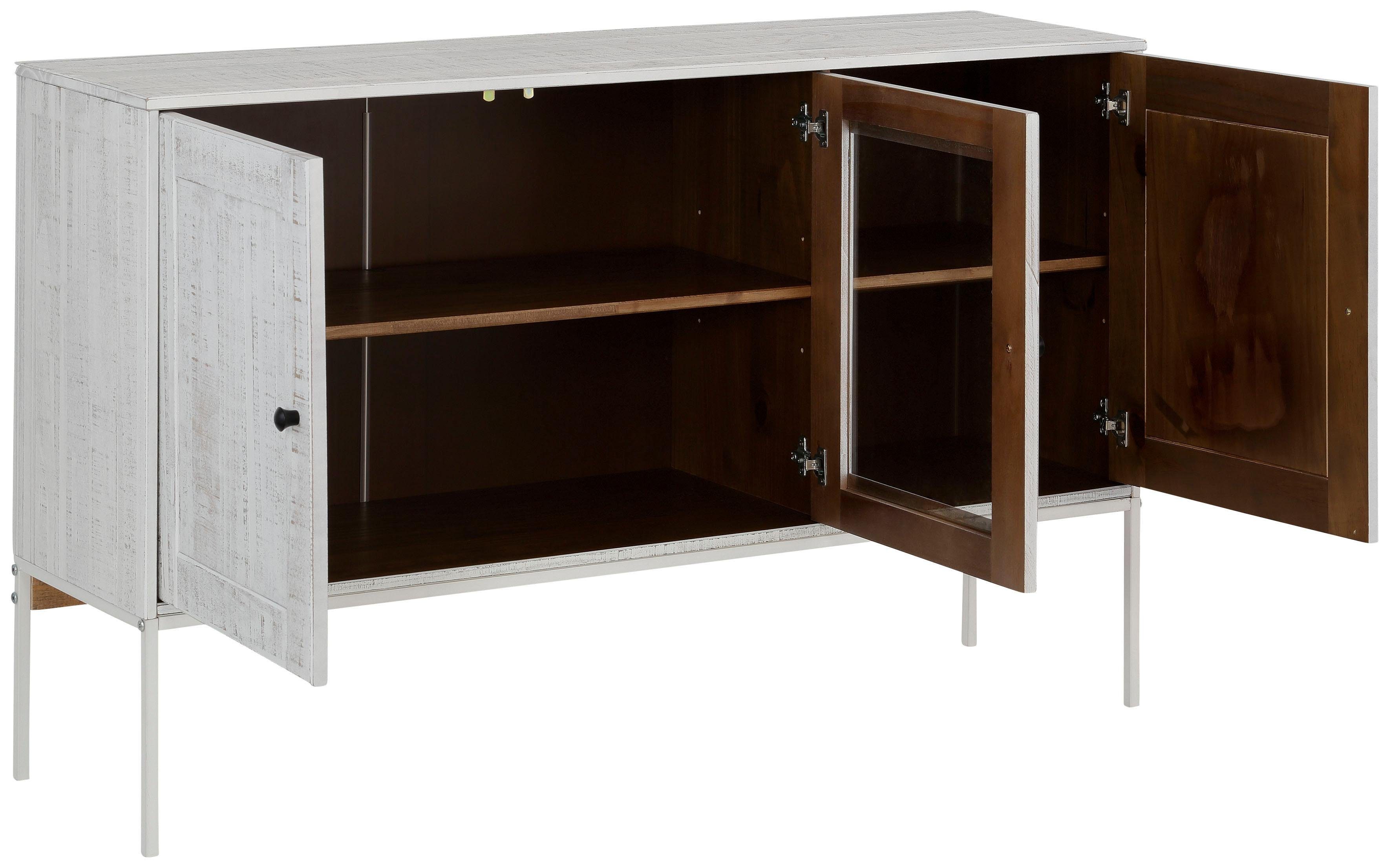 Home affaire Dressoir Freya Commode met 2 houten deuren, van massief hout, breedte 130 cm