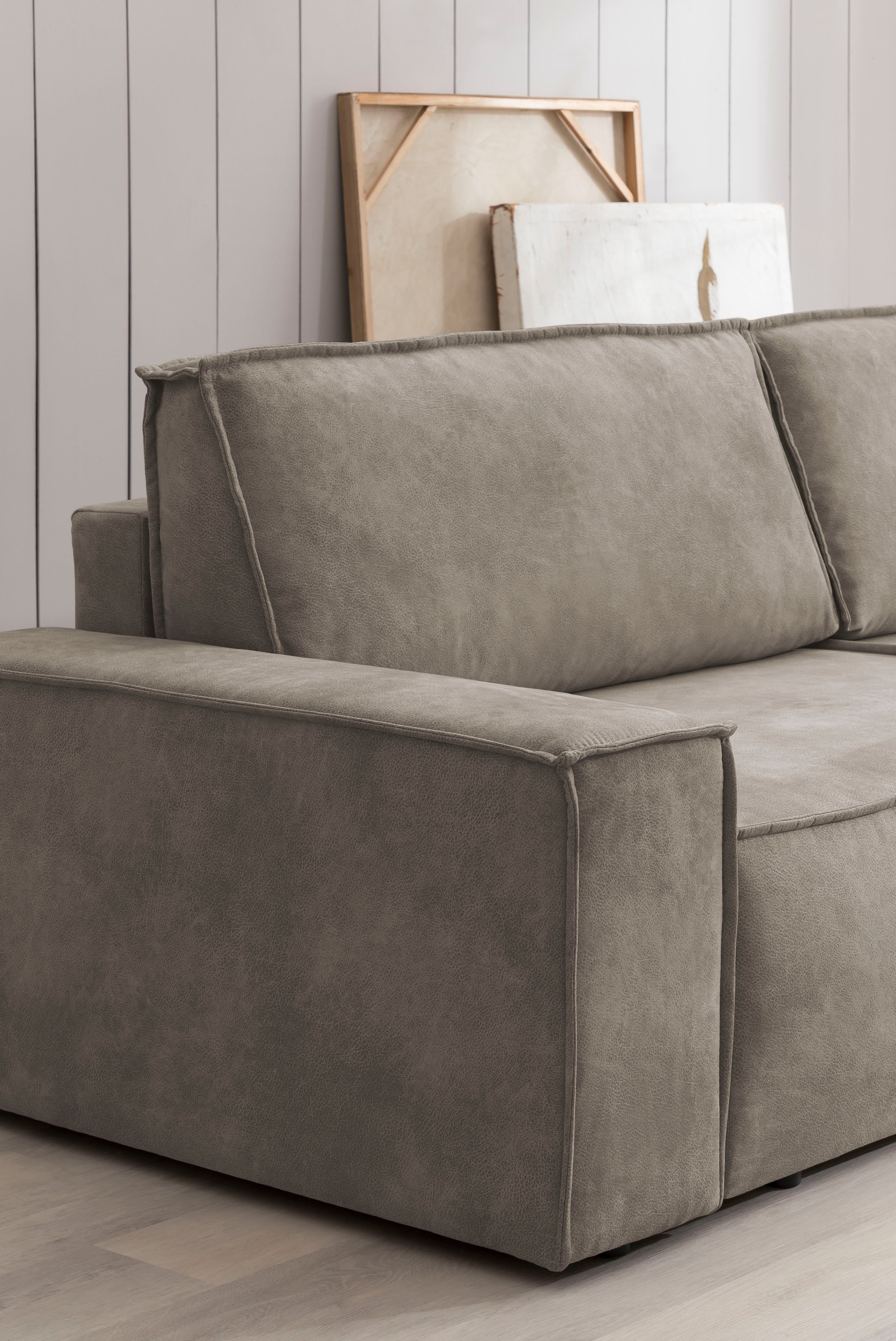 Home affaire Hoekbank SHERWOOD bedbank 267 cm, L-model, Slaapfunctie met bedlade (210x136 cm), cord, vintage, fluweel