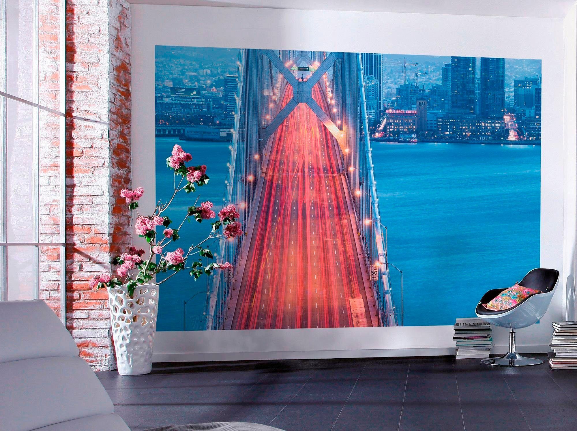 Komar Vliesbehang Digitale print vlies - San Francisco Blues - Afmeting 300 x 200 cm (1 stuk)