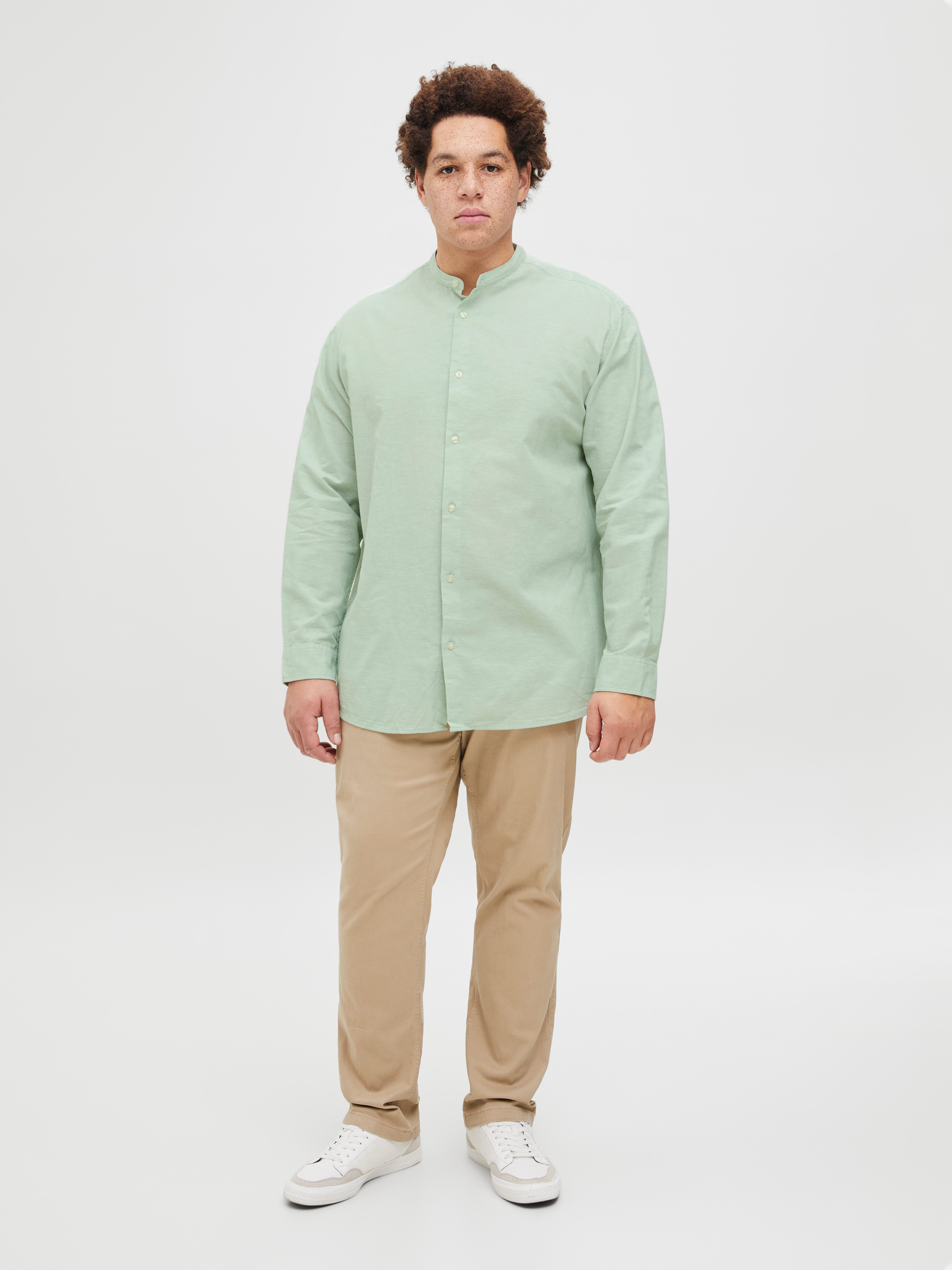 Jack & Jones PlusSize Overhemd met lange mouwen JJEBREEZE LINEN BLE BAND SHIRT LS SN PLS