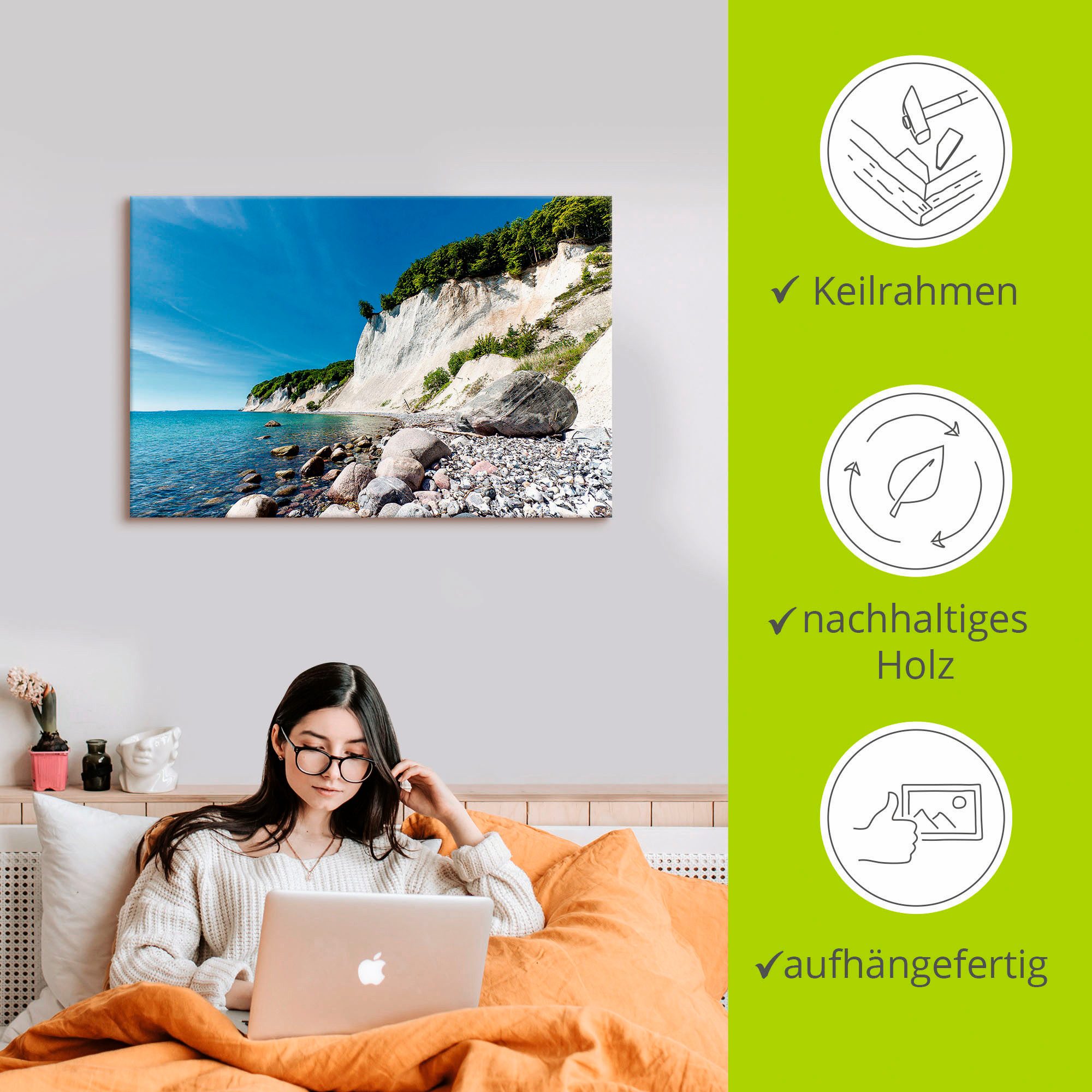 Artland Artprint op linnen Krijtrotsen op het eiland Rügen 2