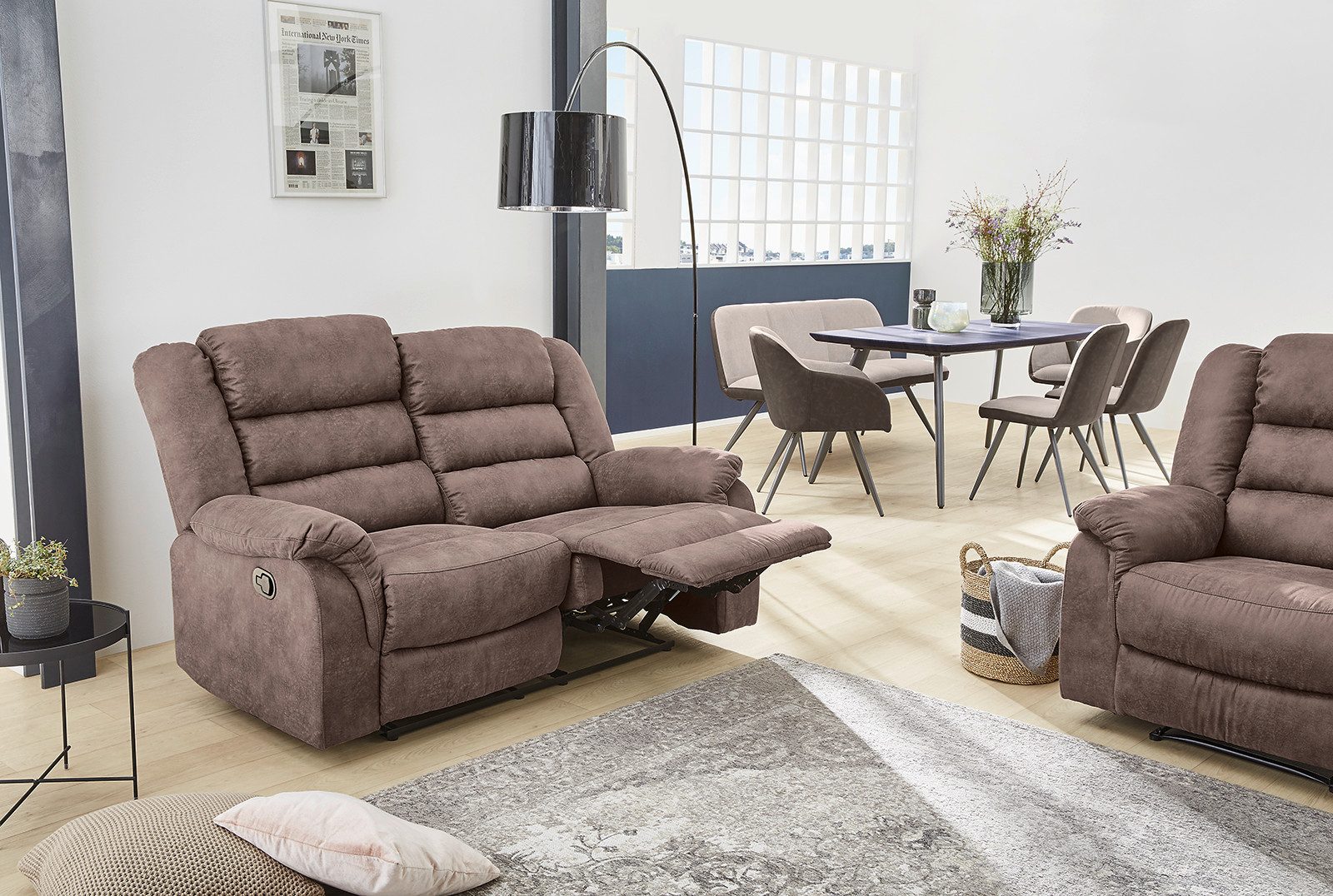 Jockenhöfer Gruppe 2-zitsbank Cleveland Met ligfunctie door halfautomatische relaxfunctie, verend systeem-bekleding