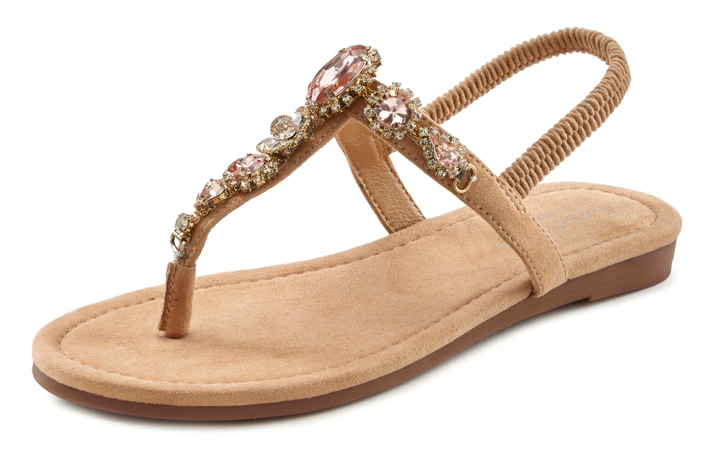 Lascana Teenslippers Sandaal, pantoletten met sierstenen VEGAN