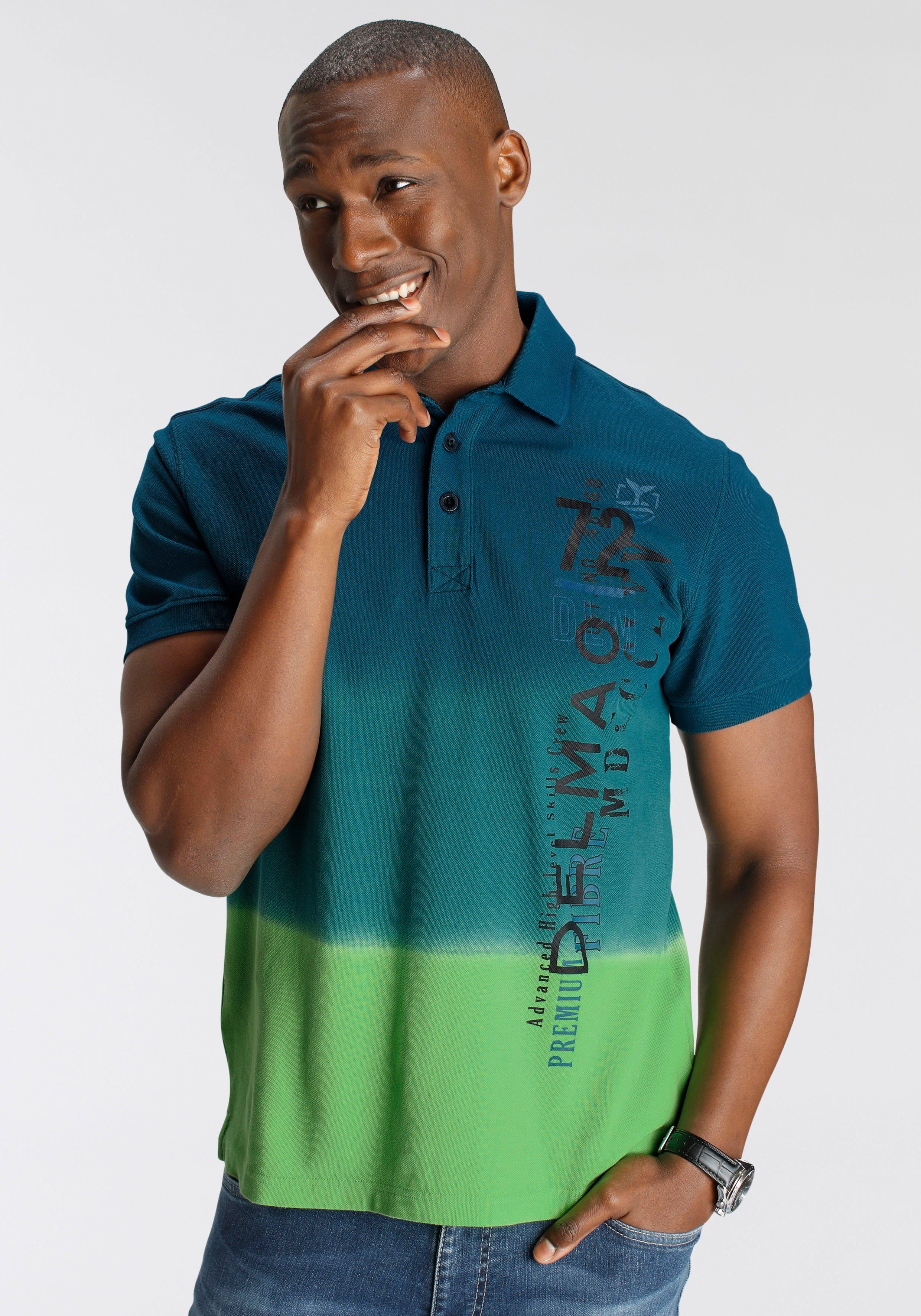 DELMAO Poloshirt Korte mouw, losse print, polokraag, van katoen