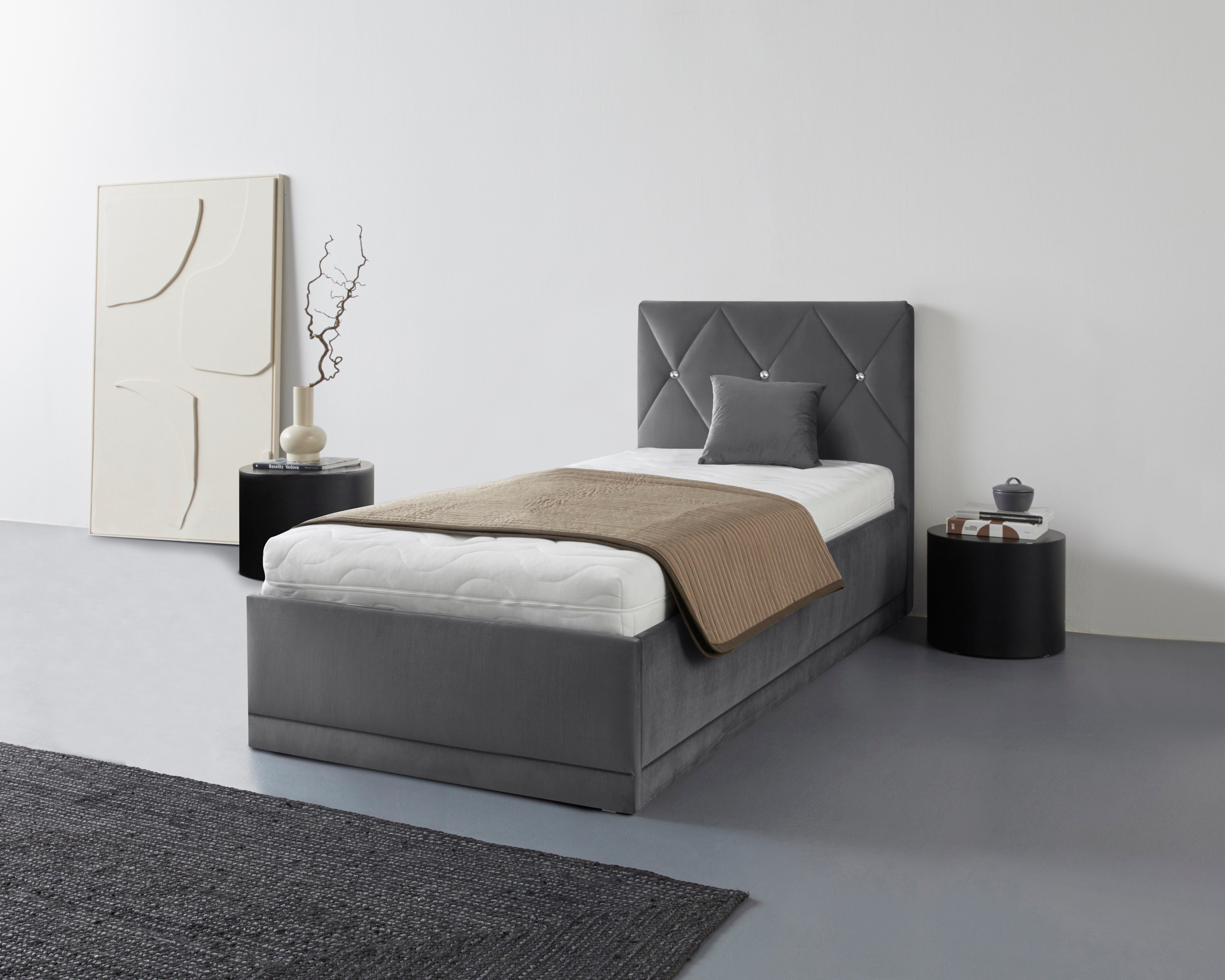 Westfalia Polsterbetten Gestoffeerd bed ADAMAS ook met bedlade, knoopdetails met stras