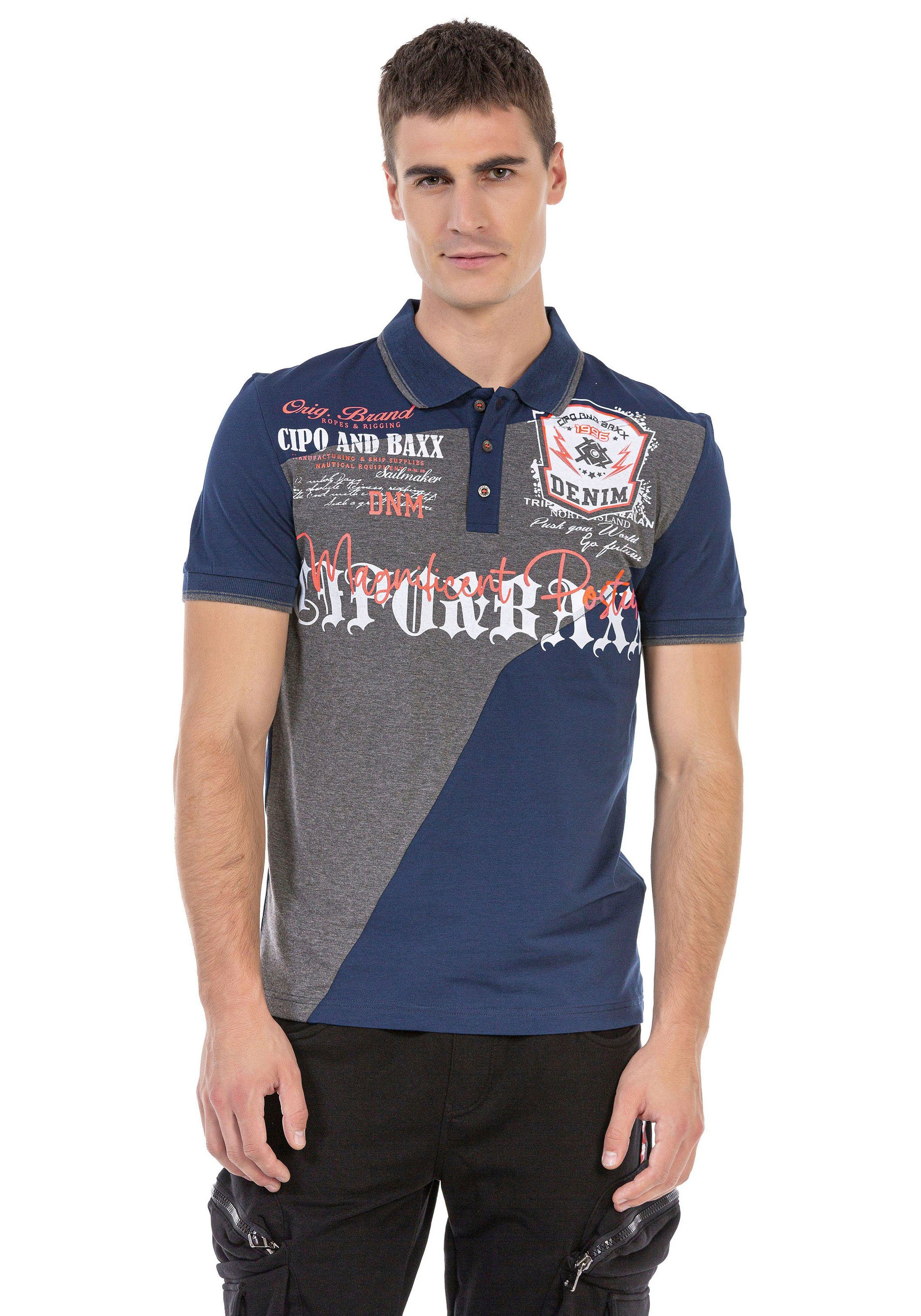 Cipo & Baxx Poloshirt met diagonale inzet