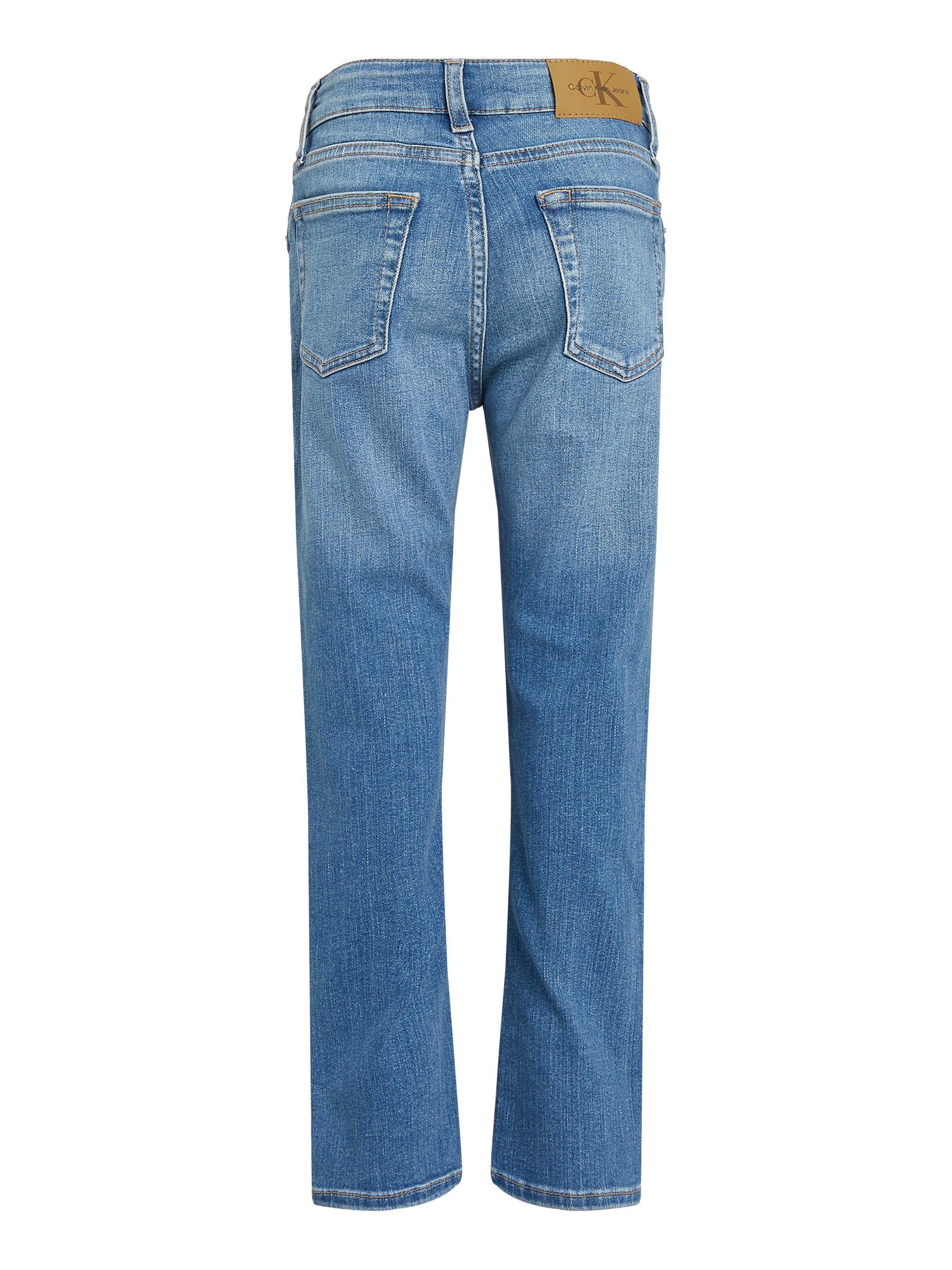 Calvin Klein Straight jeans ESS. WASHED BLUE DAD voor kinderen tot 16 jaar met leren patch