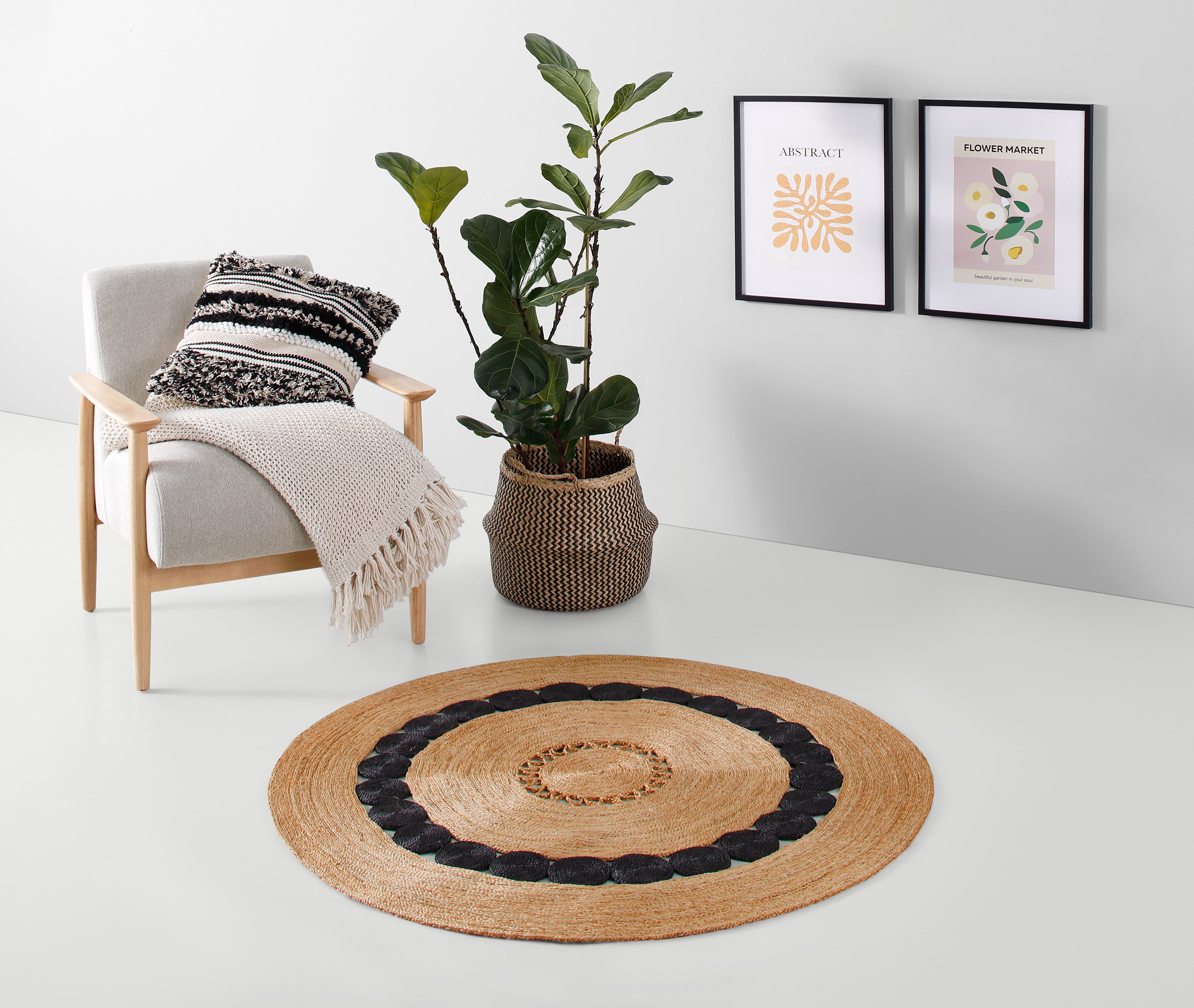 my home Vloerkleed Naturala, jute tapijt, handgemaakt puur natuurproduct, jute, boho, omkeerbaar tapijt, woonkamer, eetkamer moderne vloerkleden maat