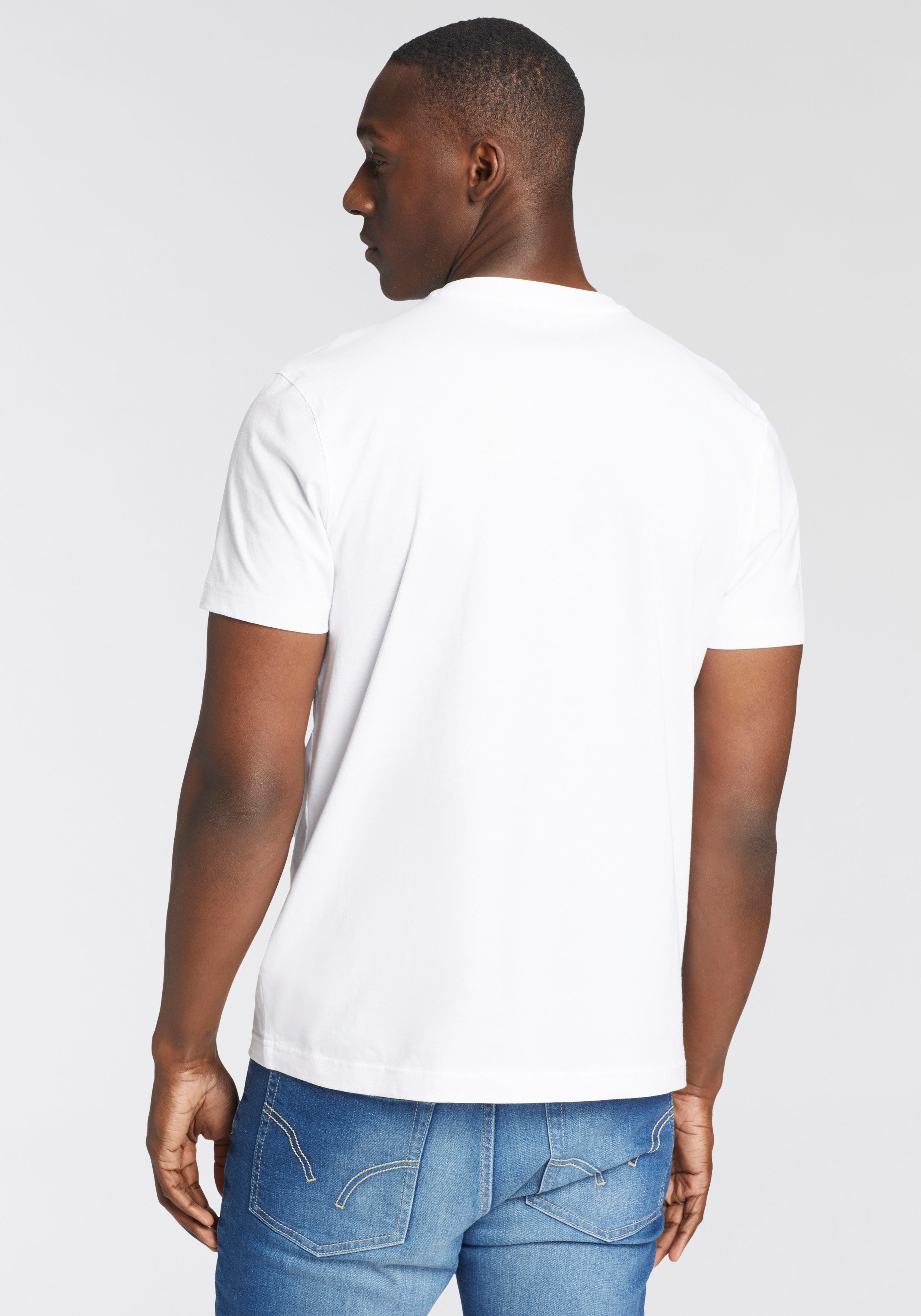 Man's World Shirt met ronde hals Korte mouw, effen kleur, ronde hals, van katoen(2-delig, Set van 2)