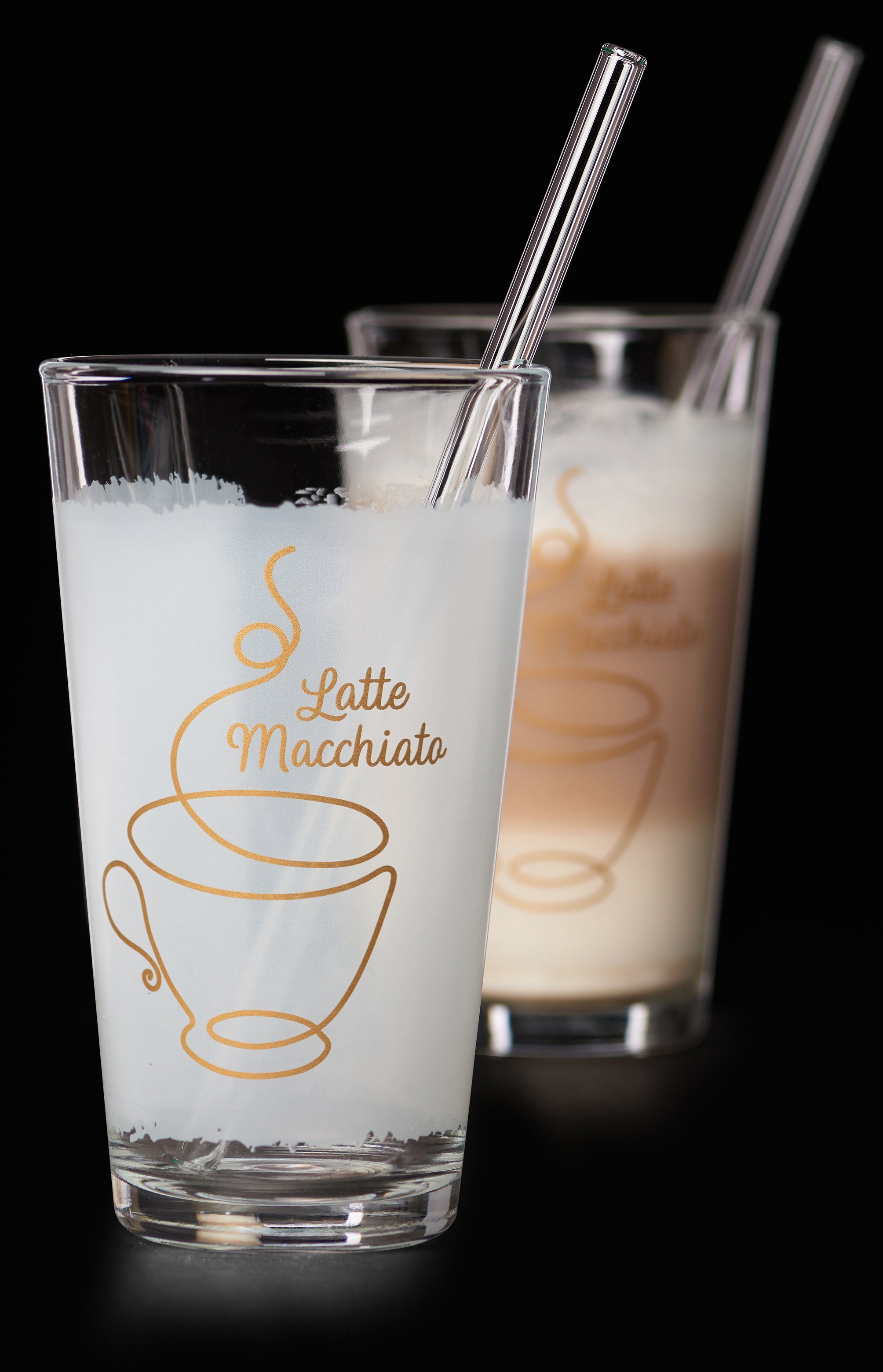 Ritzenhoff & Breker Latte macchiato glas Koffie 4-delig (2 glazen en 2 glazen rietjes), 350 ml (set, 4-delig)