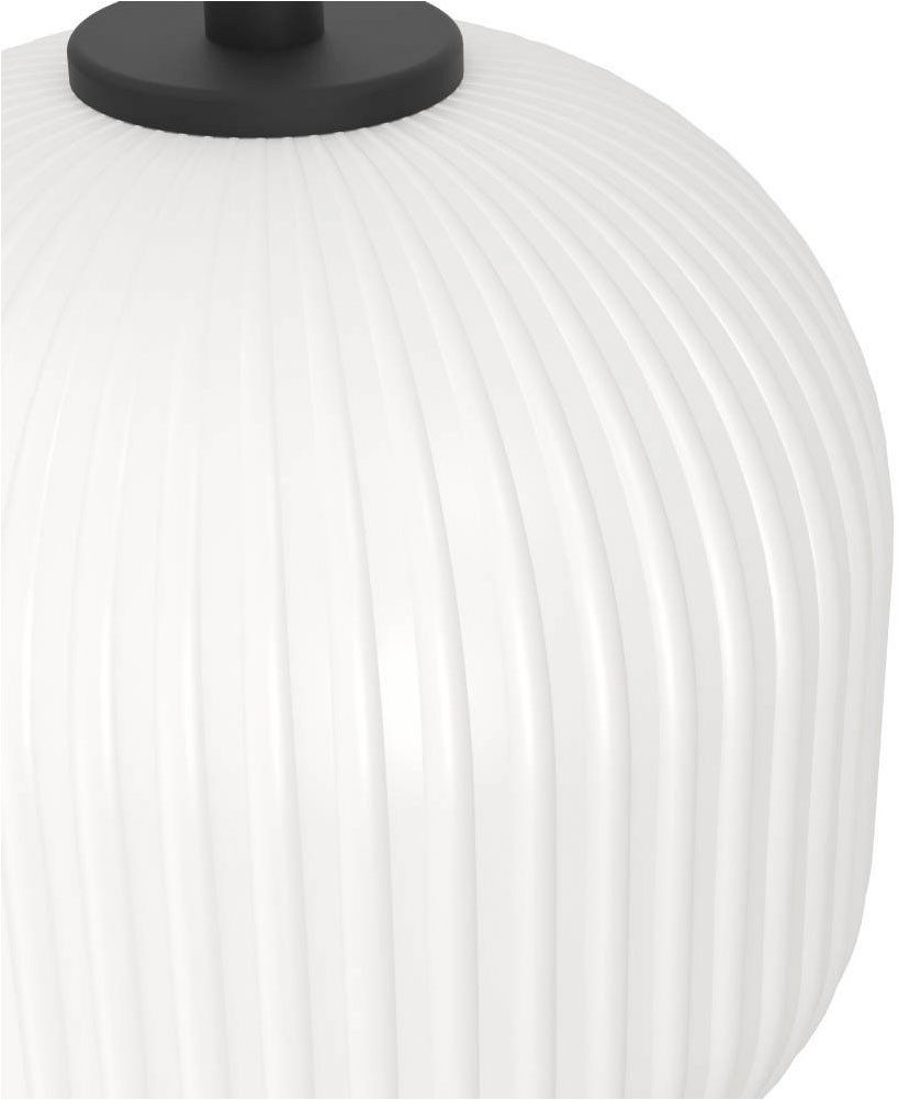 EGLO Hanglamp MANTUNALLE Hanglamp, metaal in zwart en glas in wit, E27 fitting, Ø 20 cm (1 stuk)