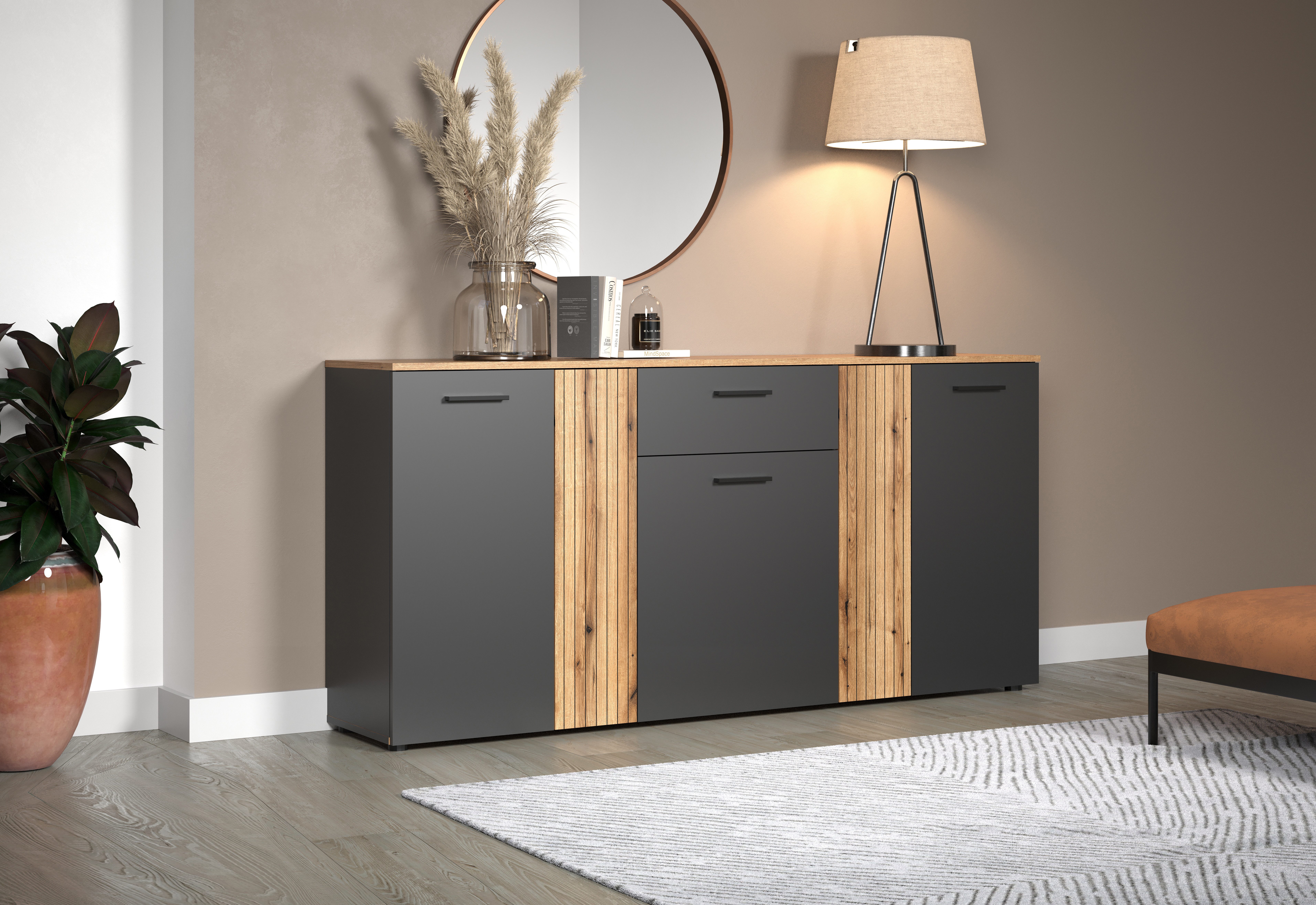 INOSIGN Kast Estepona Sideboard met aanpasbare deuren met groefontwerp