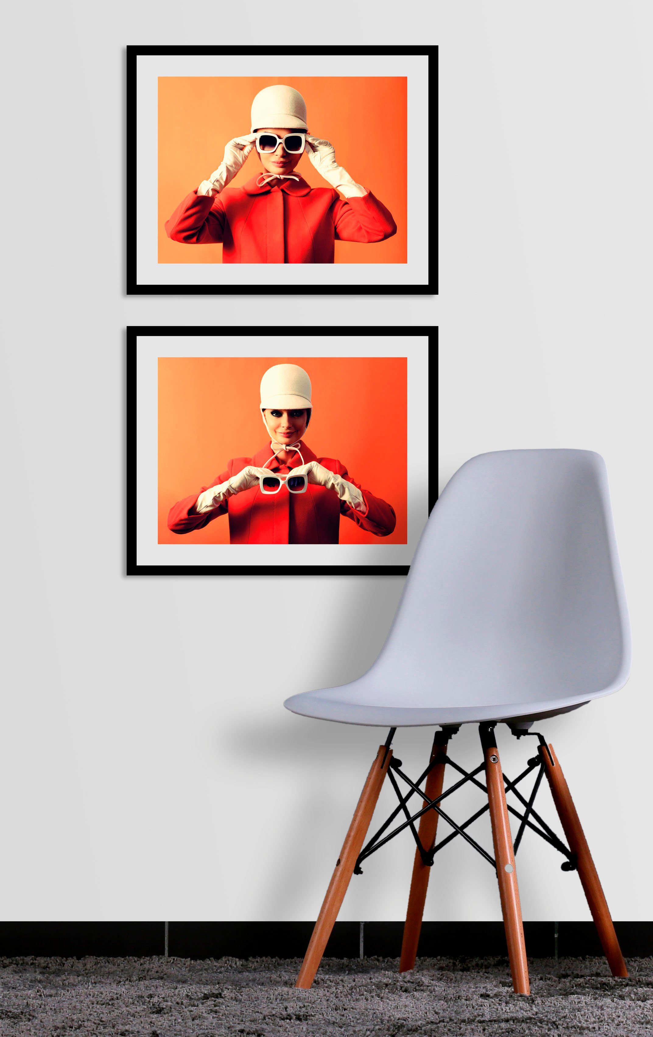 queence Wanddecoratie Rijdende Bruid HD premium posterdruk incl. houten lijst (1 stuk) schilderijen maat 70 cm x 50 cm oranje