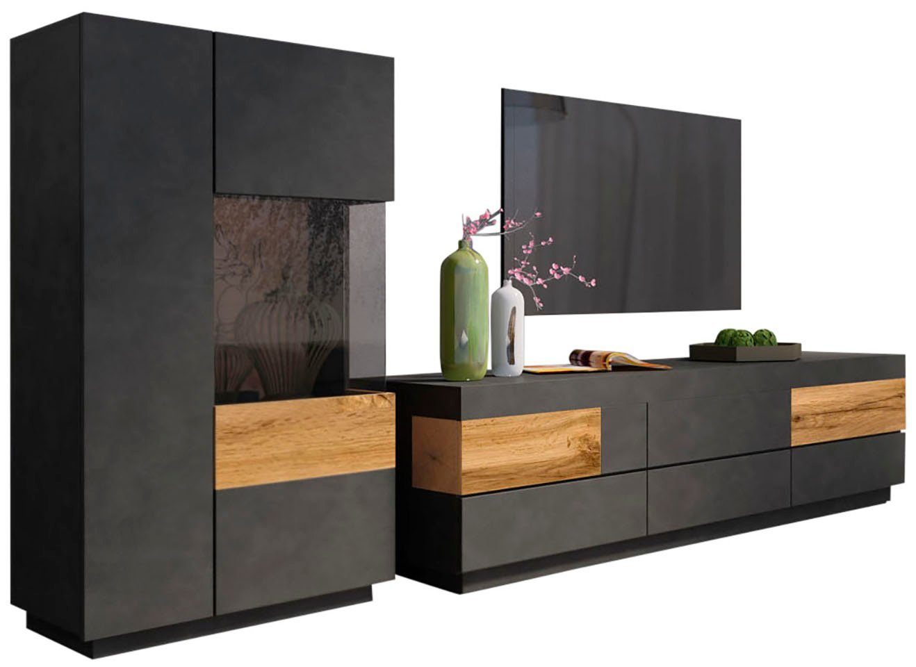 INOSIGN Wandmeubel Silke (2-delig) (set, 2-delig) tv-wandmeubels grijs