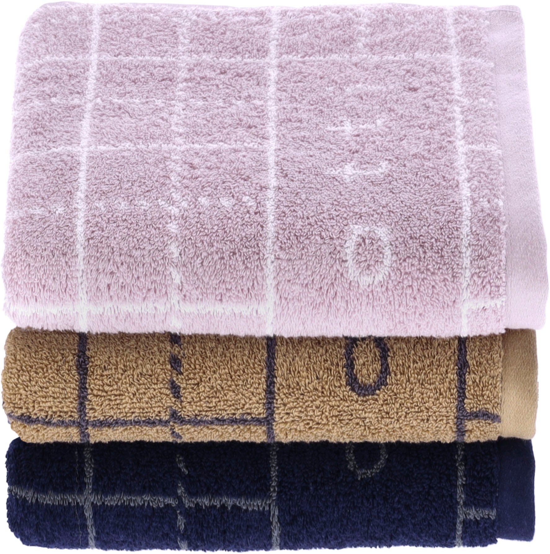 Bugatti Handdoek Perezzi Jacquard in slimme ruitlook (2 stuks)