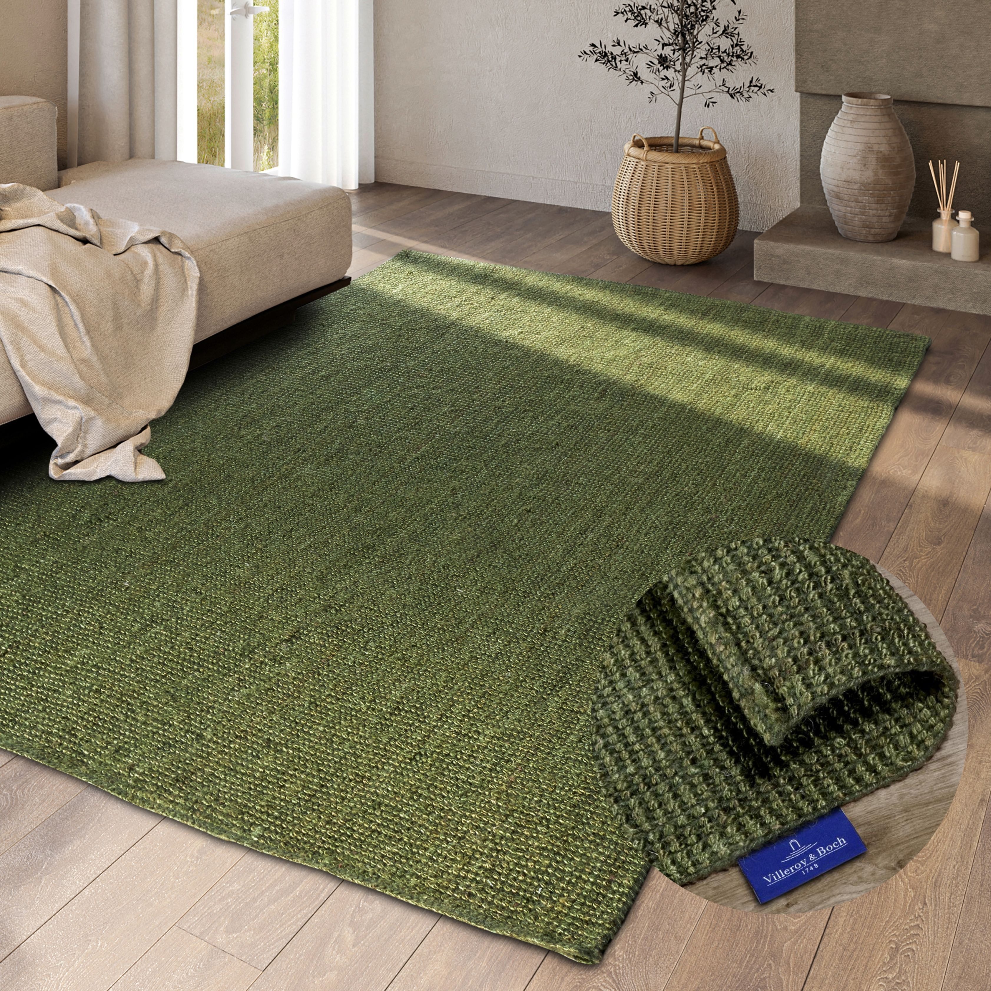 Villeroy & Boch Vloerkleed Rosalie jute tapijt Loper, 100% jute, natuurlijk, woonkamer, eetkamer, slaapkamer, GRS moderne vloerkleden maat 120 cm x
