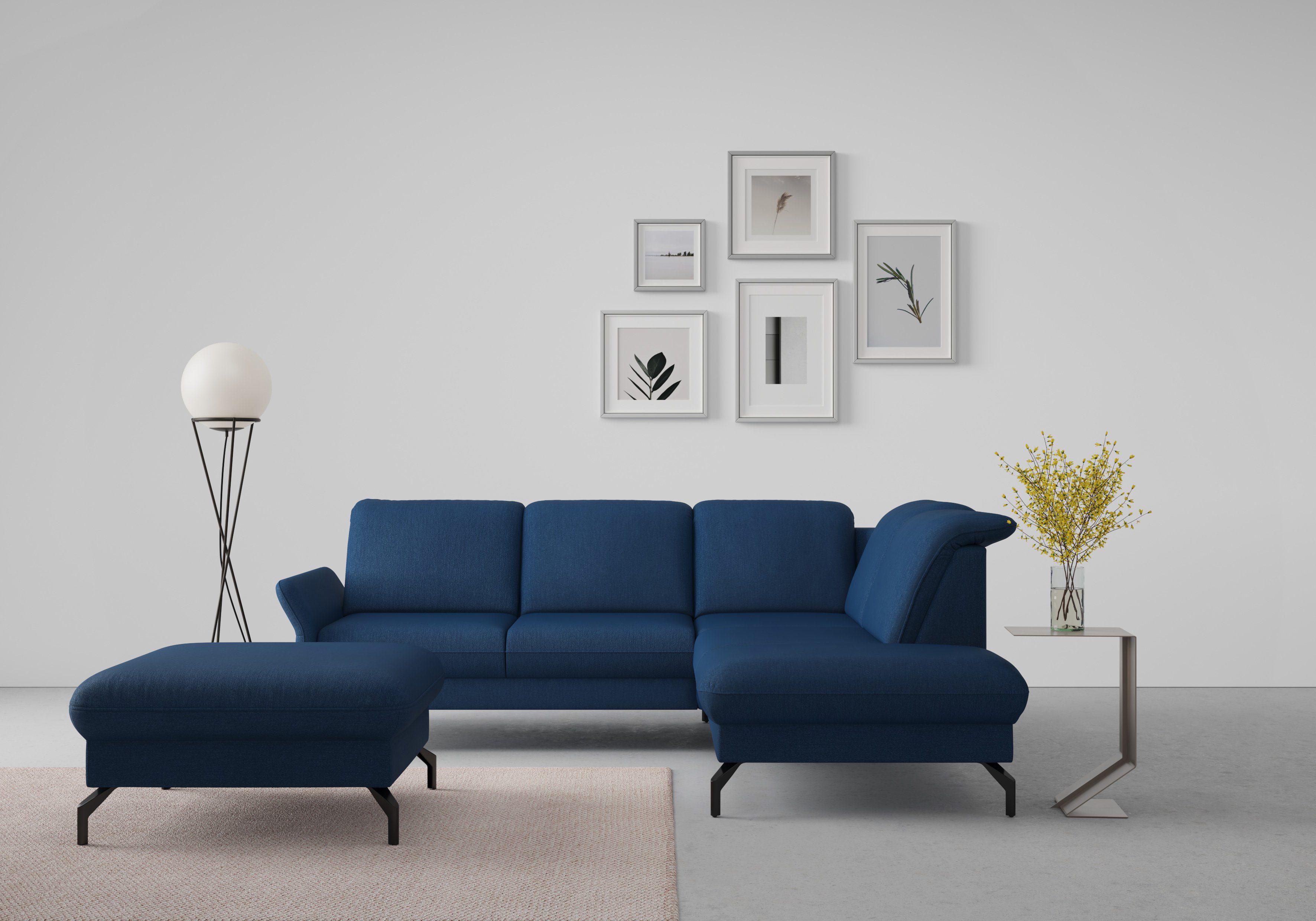 sit&more Hoekbank Fashion L-vorm naar keuze met verstelbare hoofdsteun en uittrekzitting, motorisch blauw, hoekbanken, Met verstelbaar hoofdeind, mit