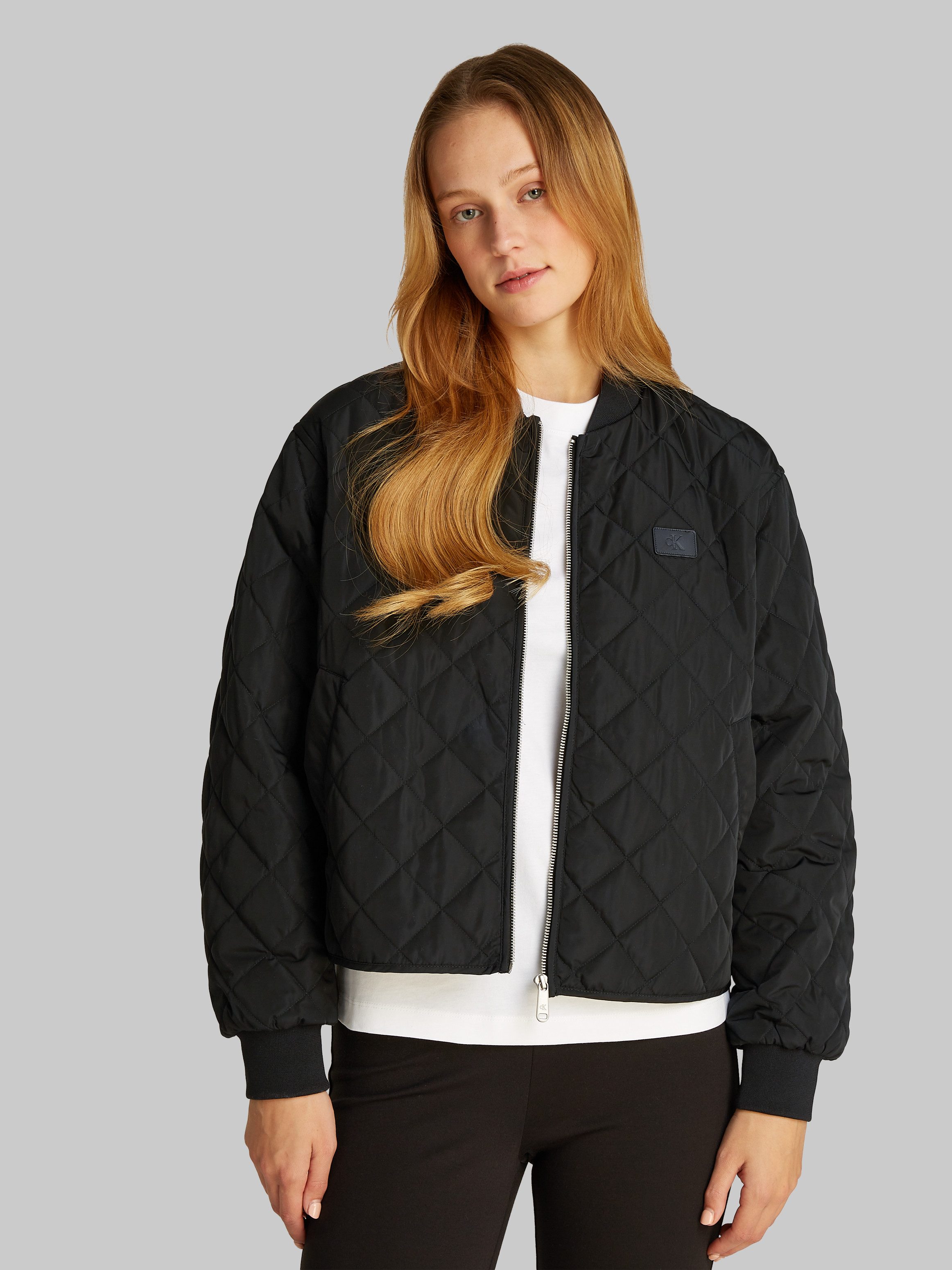 Calvin Klein Bomberjack LW QUILTED JACKET met logoprint, met steppatroon