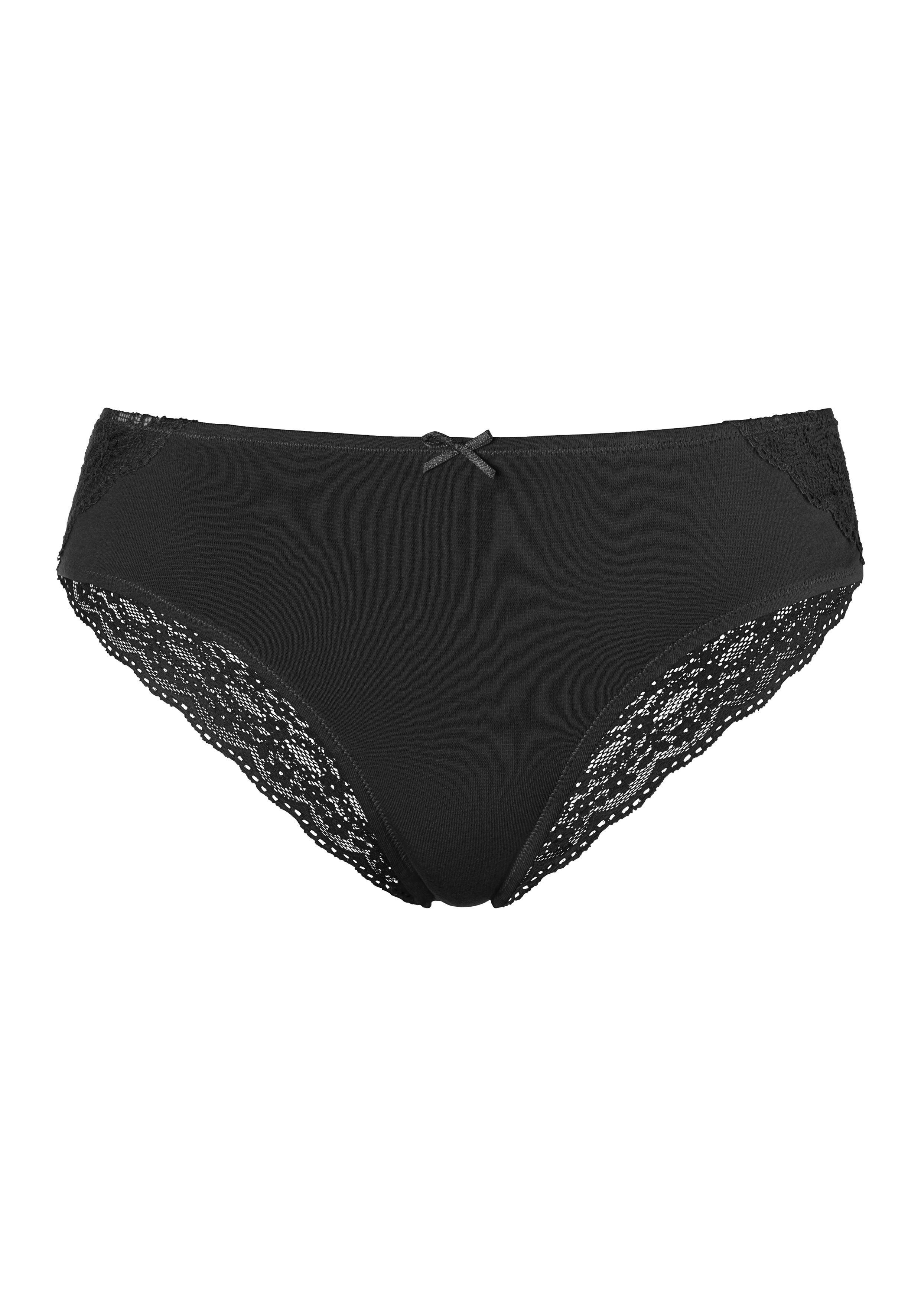 Vivance Brazilian slip van elastische katoen met florale kant (3 stuks)