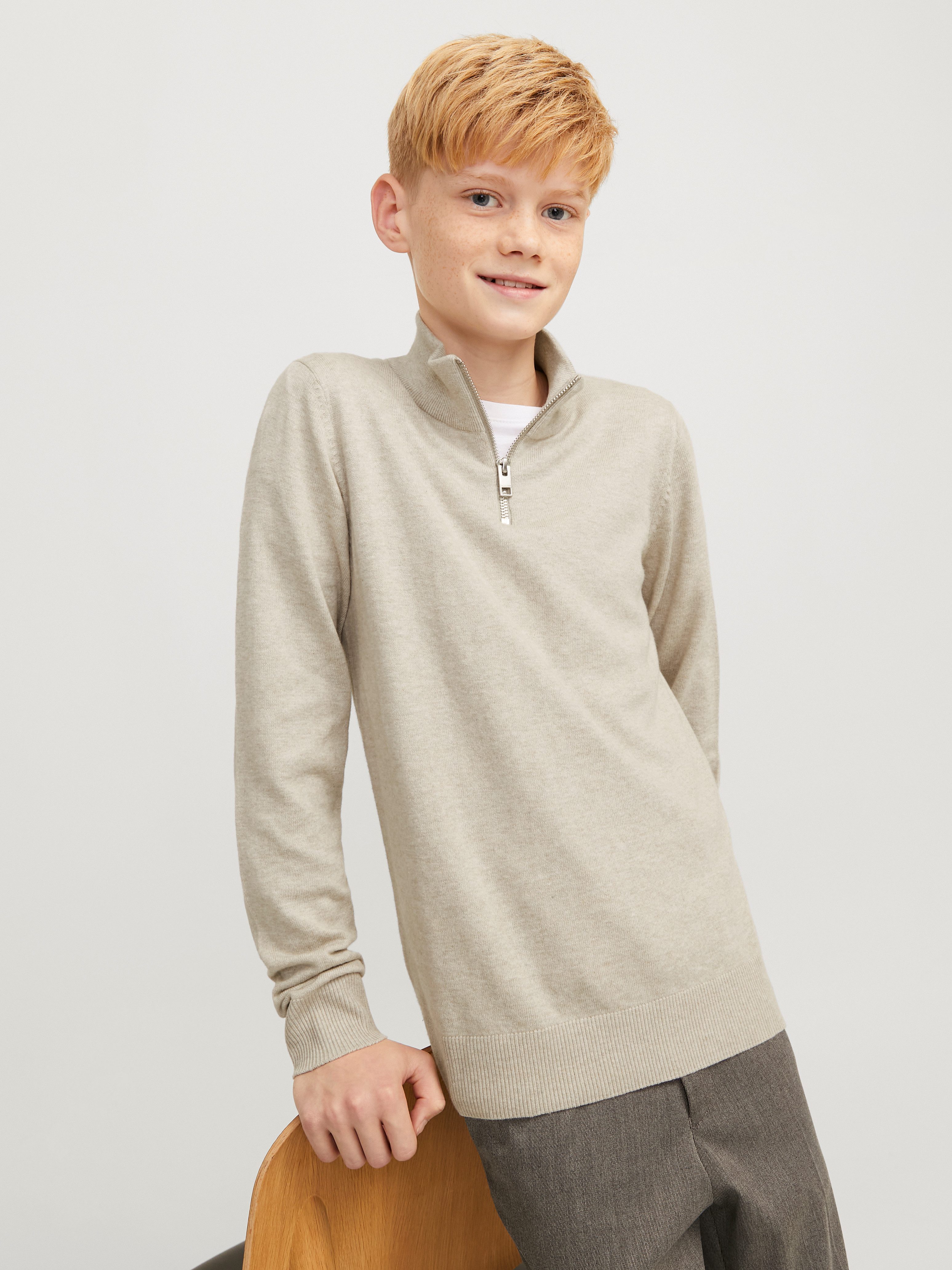 Jack & Jones Junior Schipperstrui JJEEMIL KNIT HALF ZIP NOOS JNR
