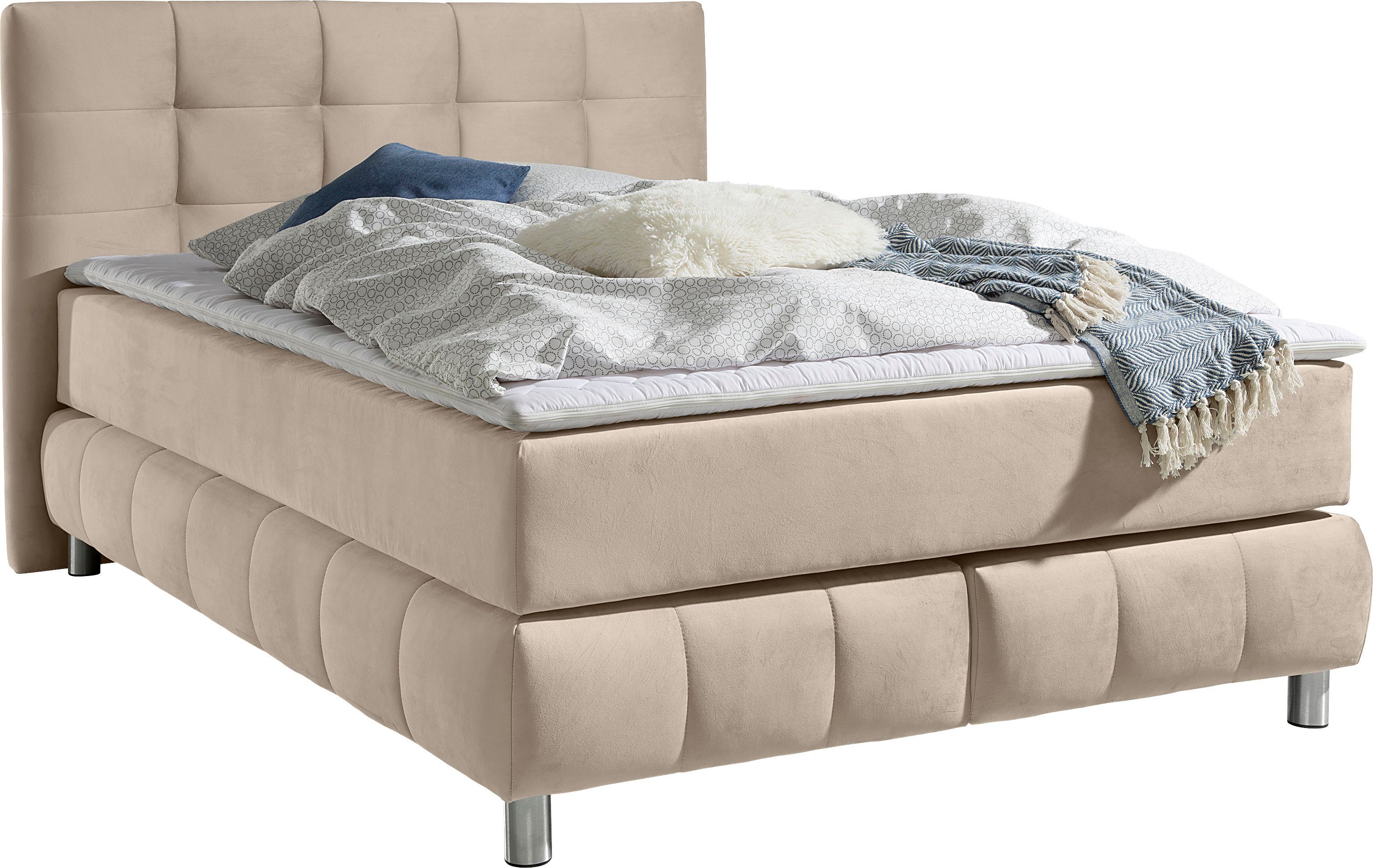 andas Boxspring Salo incl. topmatras, in fluwelige look of structuurstof, 6 breedten, 2 hardheden, tfk ook in hardheid 4. 3 matrassoorten