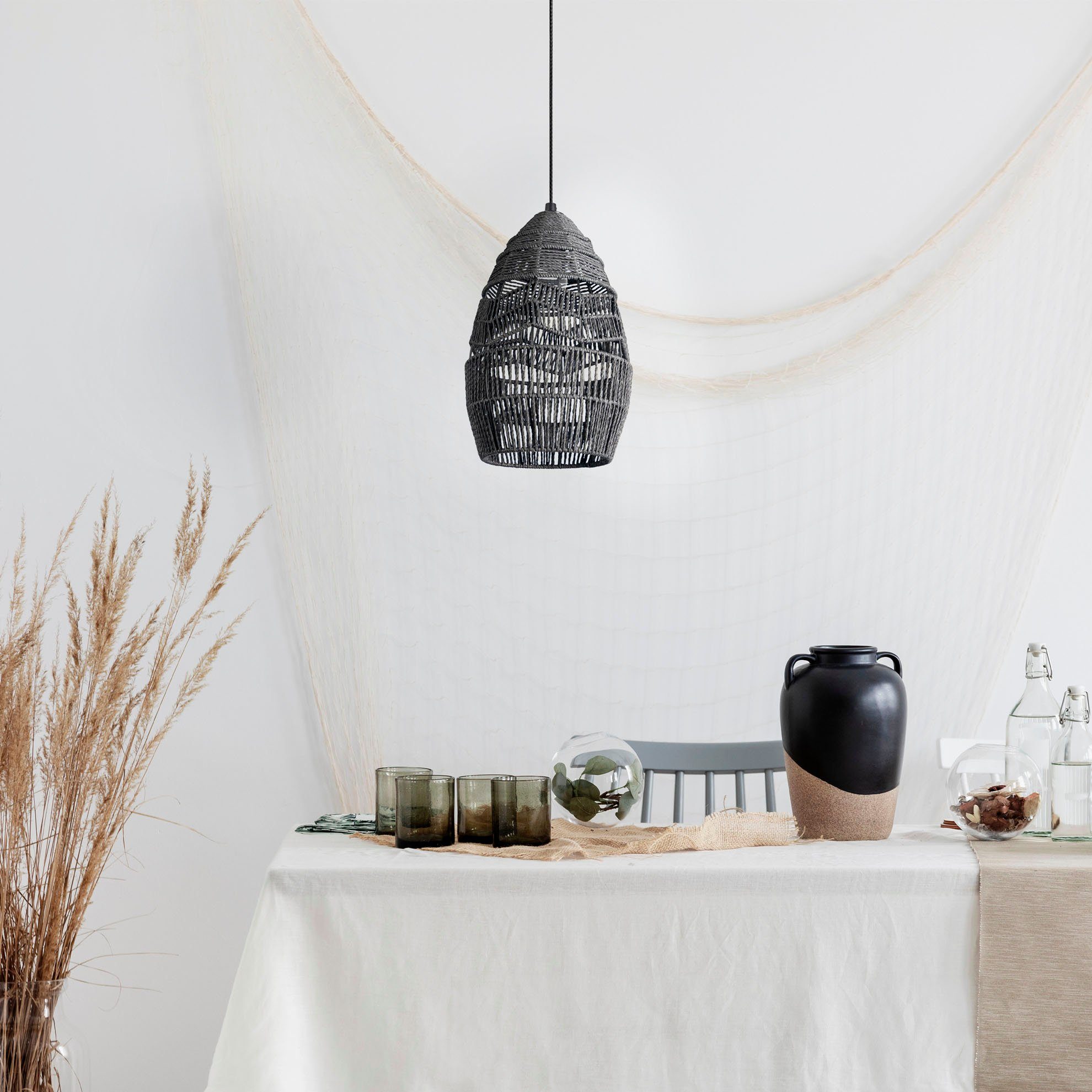 Paco Home Hanglamp Villa Hanglamp LED eettafel lamp Boho papier E27 natuur