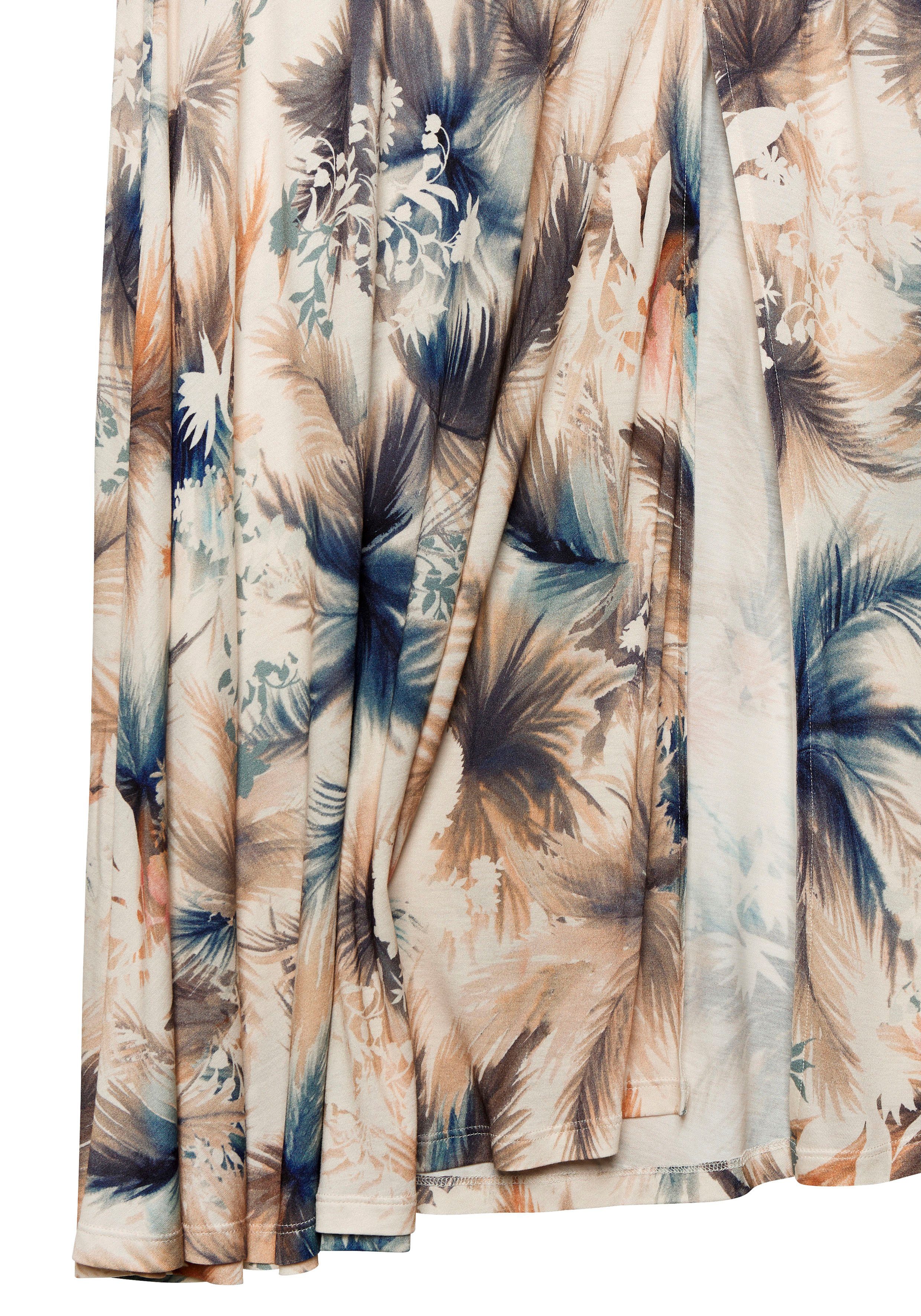 Buffalo Maxirok van viscose-jersey lange zomerrok met aloverprint en split