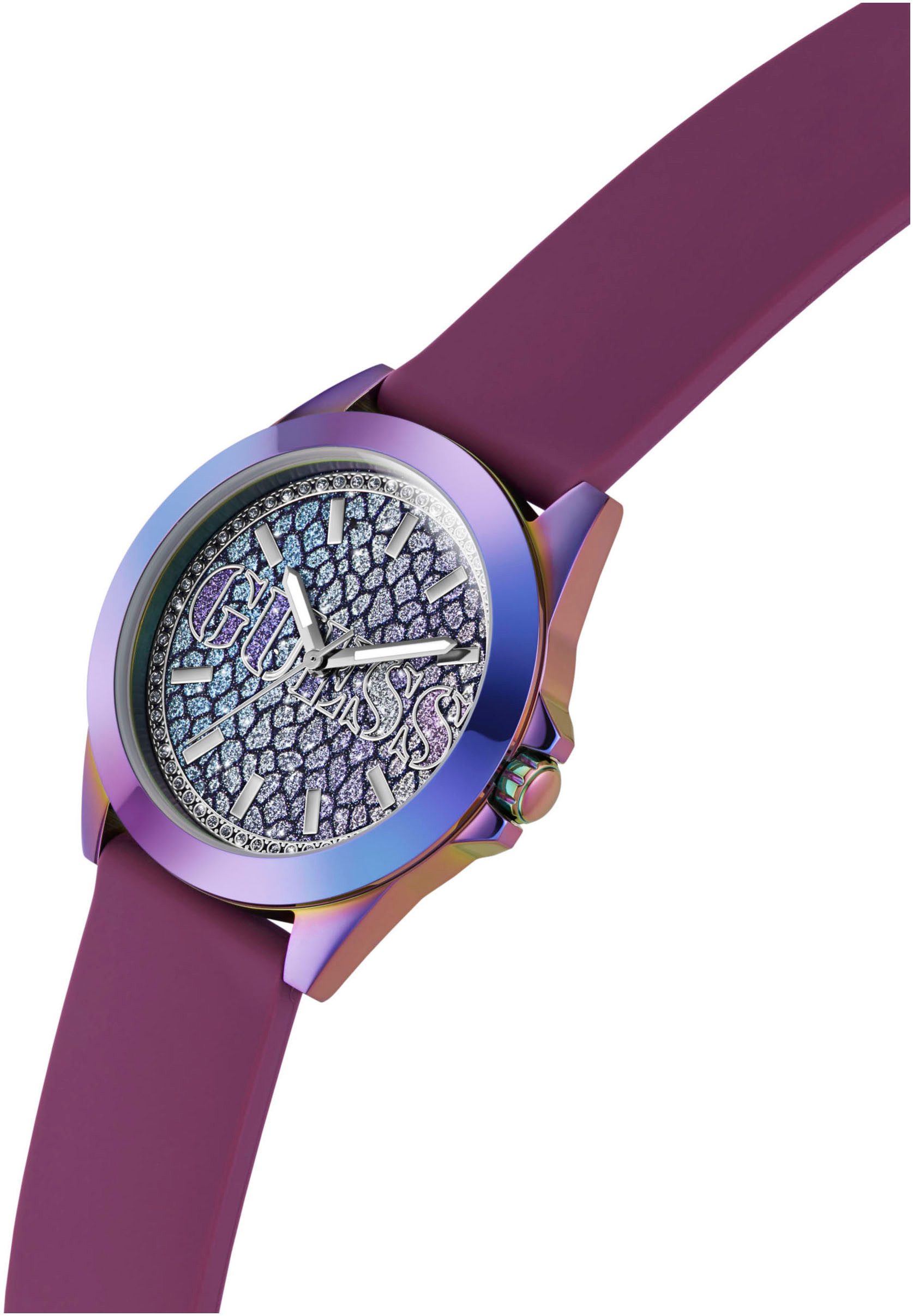 Guess Kwartshorloge MENAGERIE Horloge, dameshorloge, siliconen band, mineraalglas, analoog
